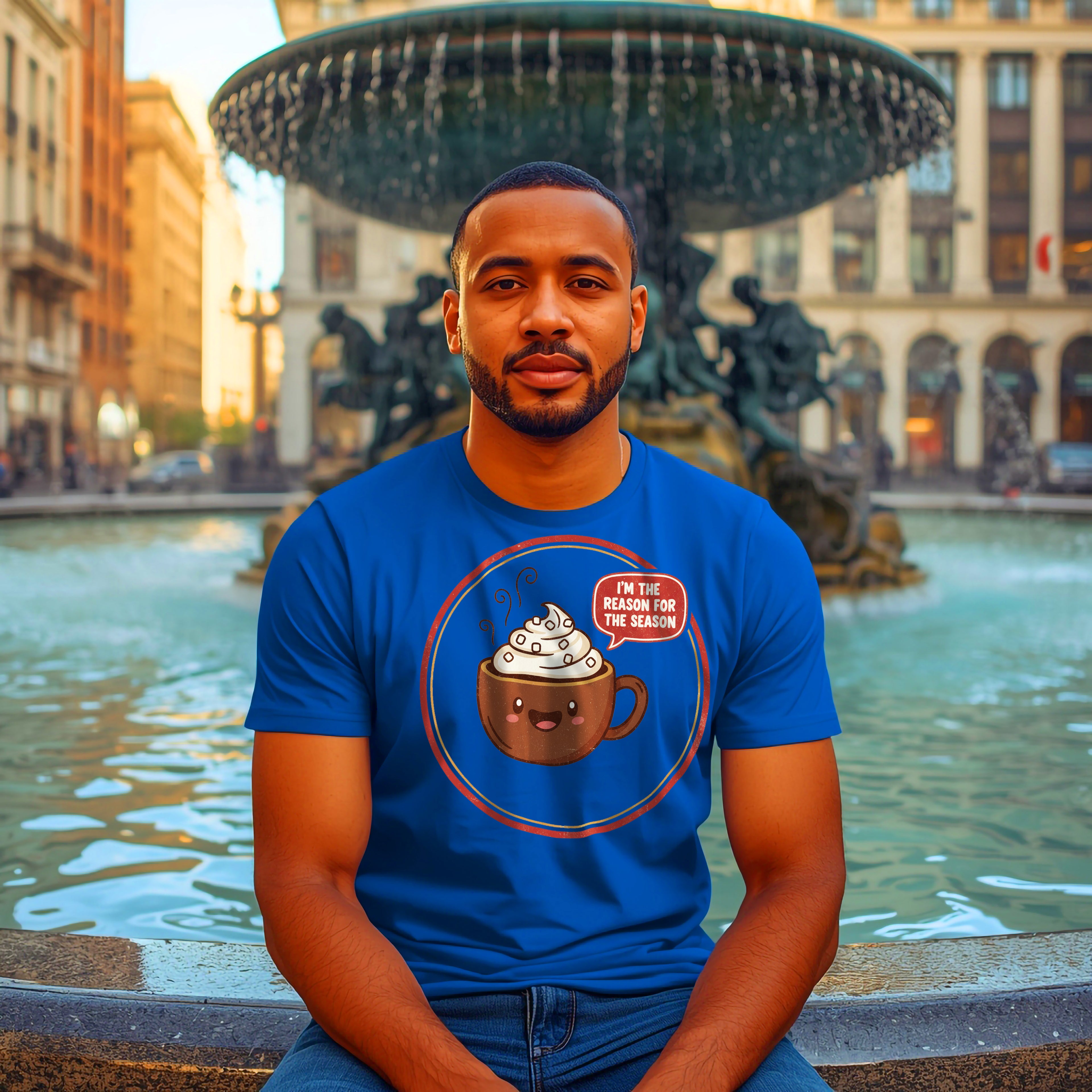 Funny Christmas T-Shirt: "Reason for the Season" Hot Chocolate Graphic Tee