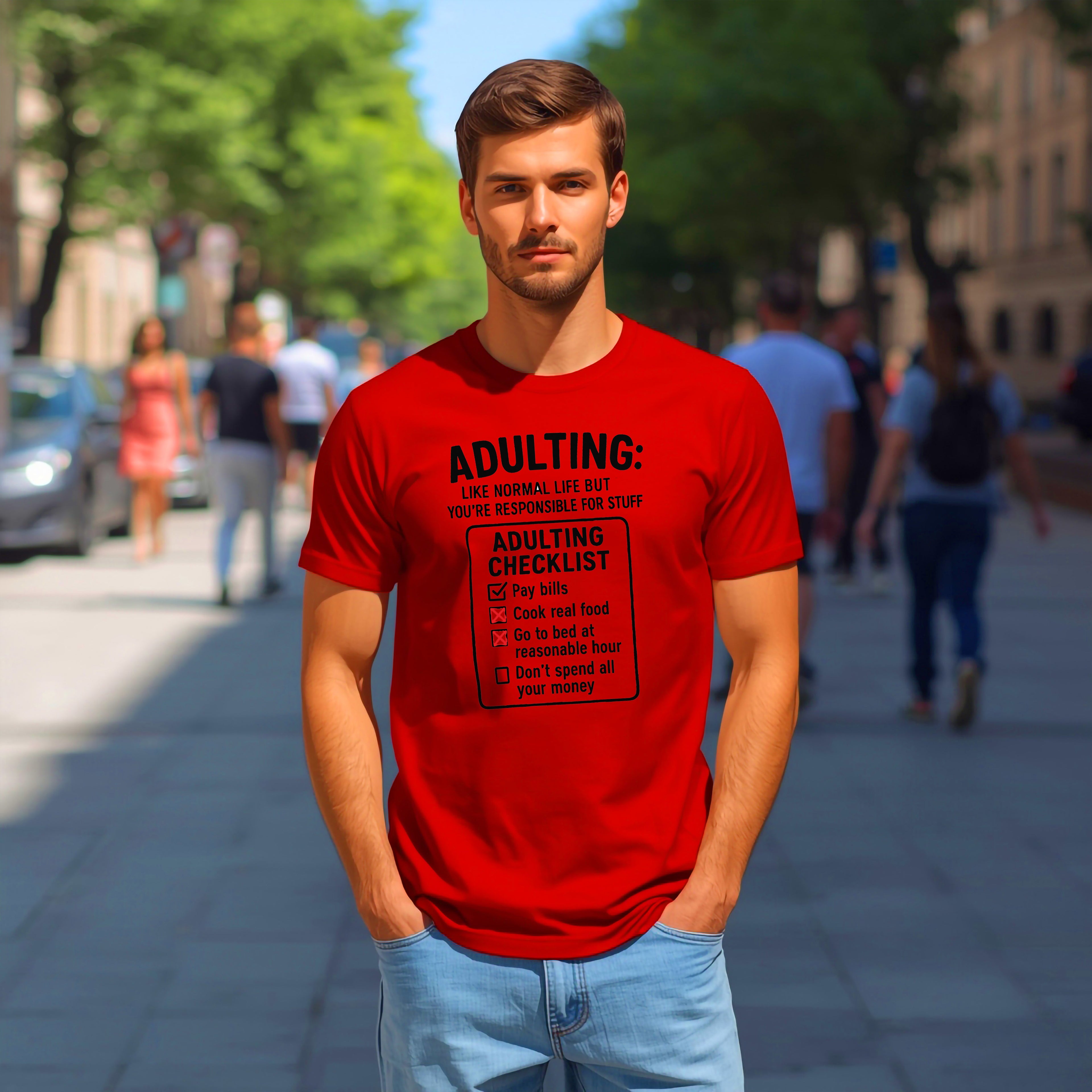 Adulting T-Shirt: Funny "Adulting Checklist" Graphic Tee