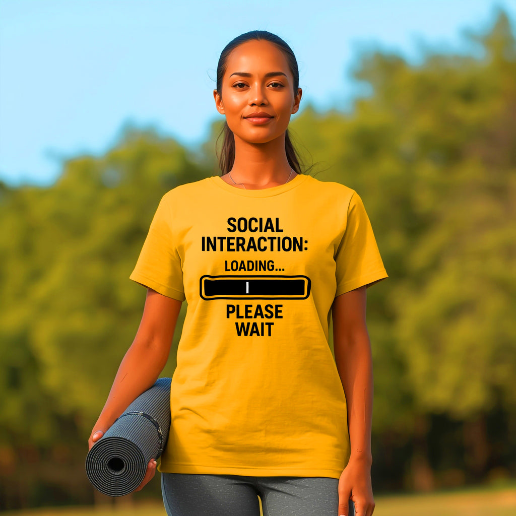 Introvert Loading T-Shirt: "Social Interaction: Loading... Please Wait" Funny Graphic Tee