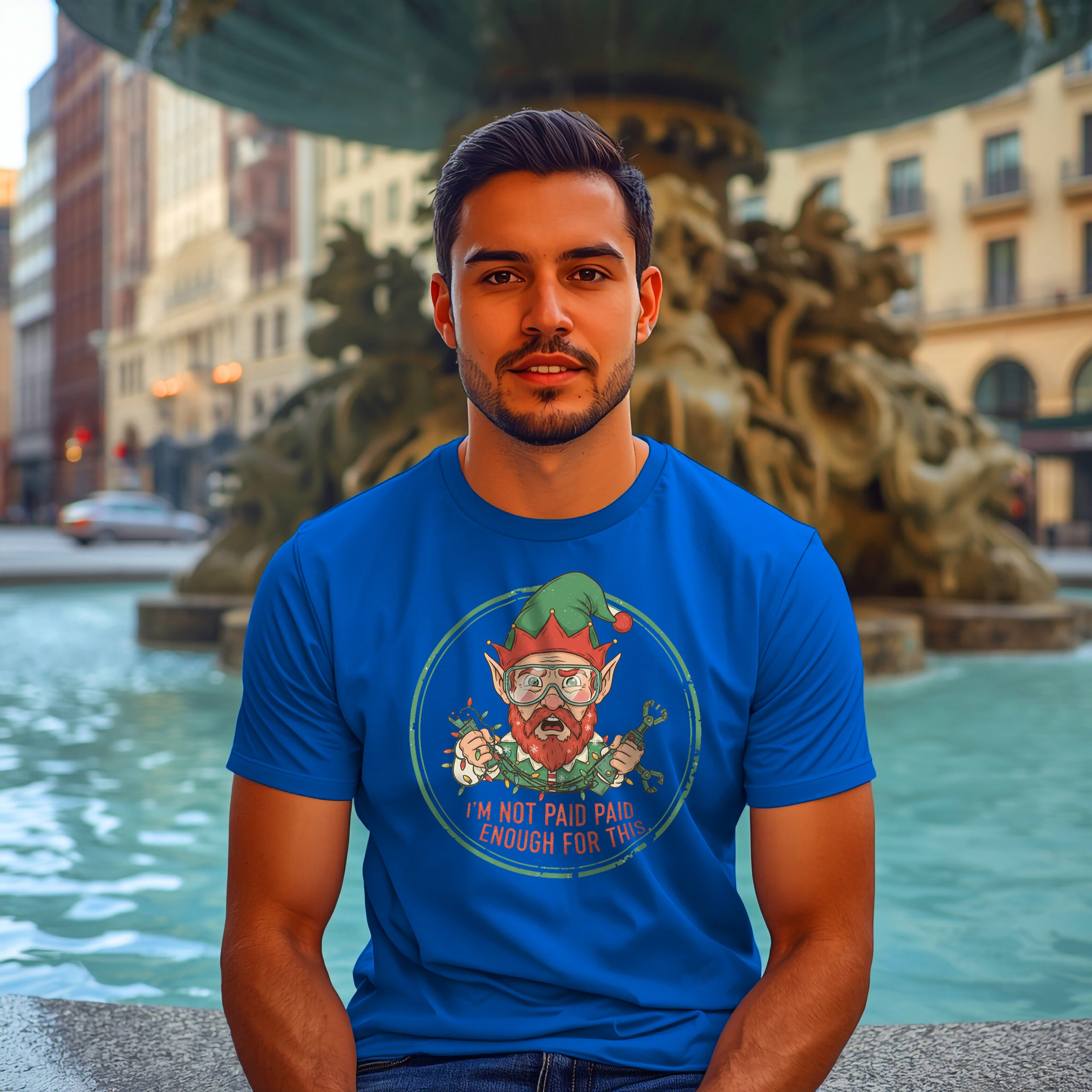Funny Christmas T-Shirt: "Not Paid Enough" Elf Graphic Tee