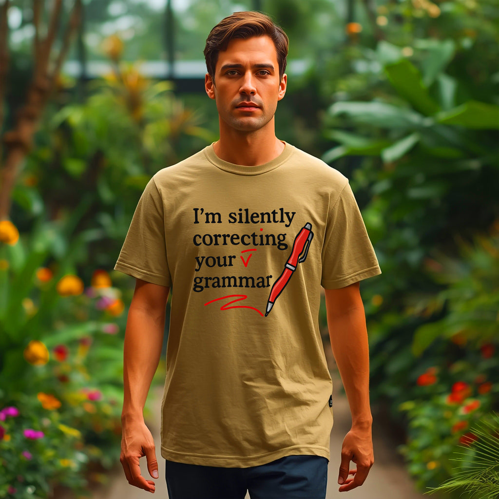 Grammar T-Shirt: "I'm Silently Correcting Your Grammar" Funny Graphic Tee