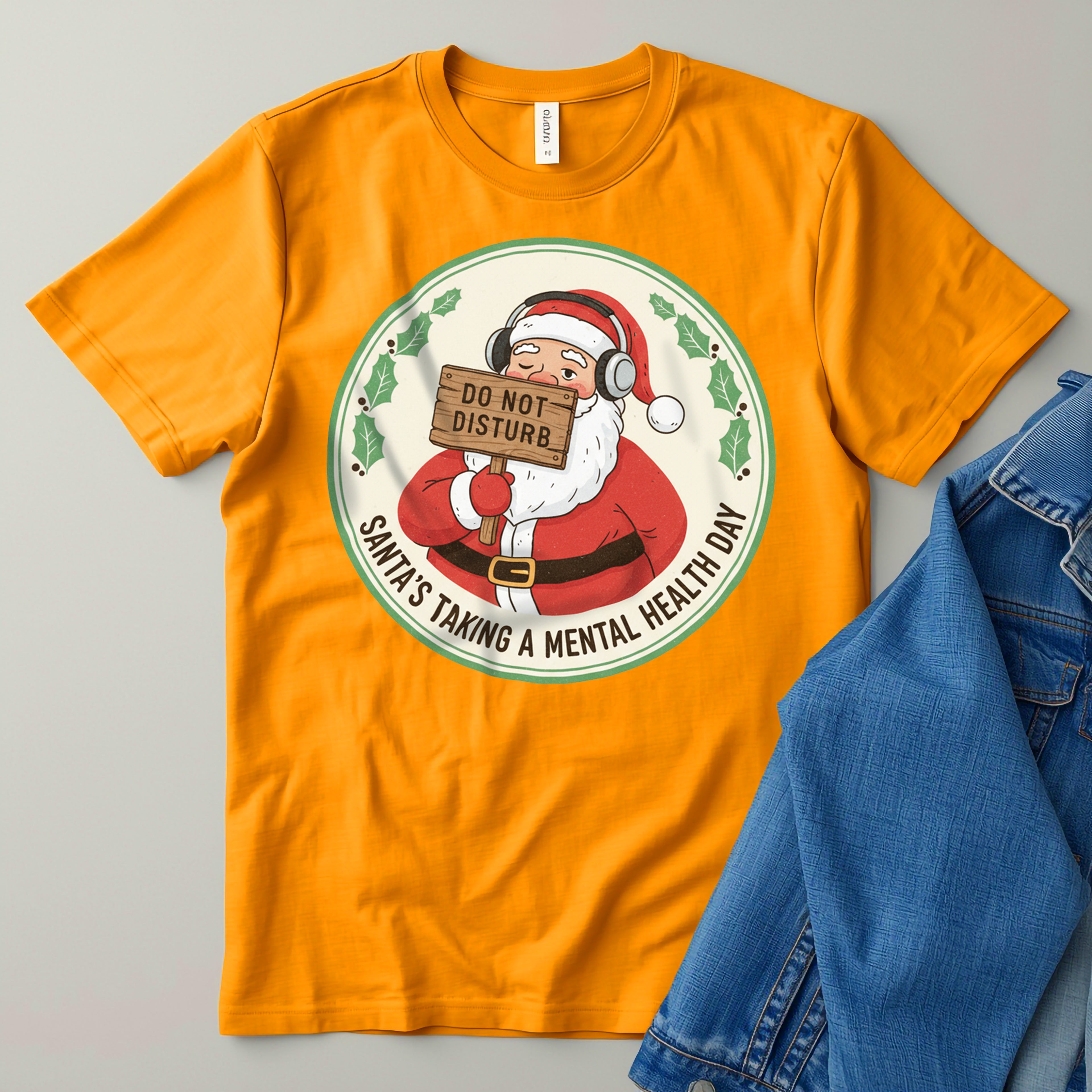 Funny Christmas T-Shirt: "Santa's Mental Health Day" Graphic Tee