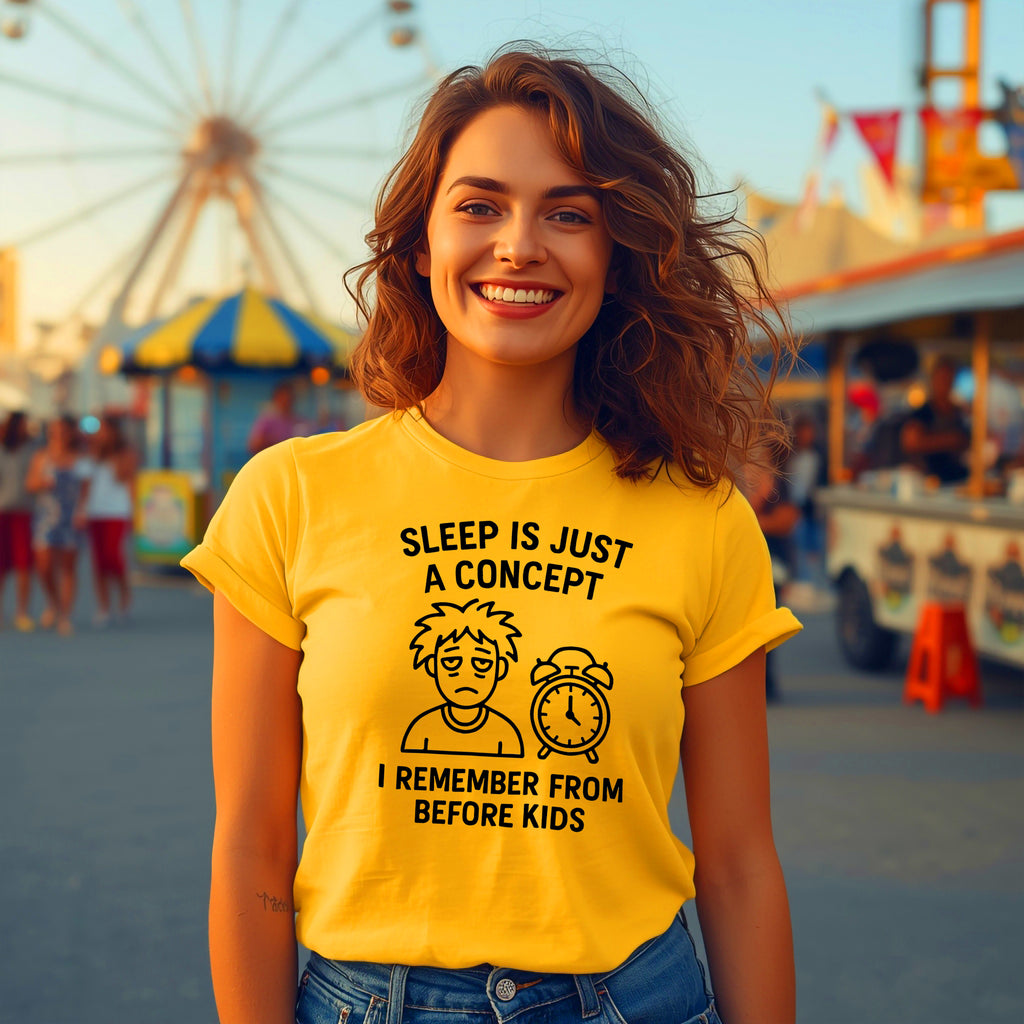 Tired Parent T-Shirt: "Sleep is Just a Concept" Funny Graphic Tee