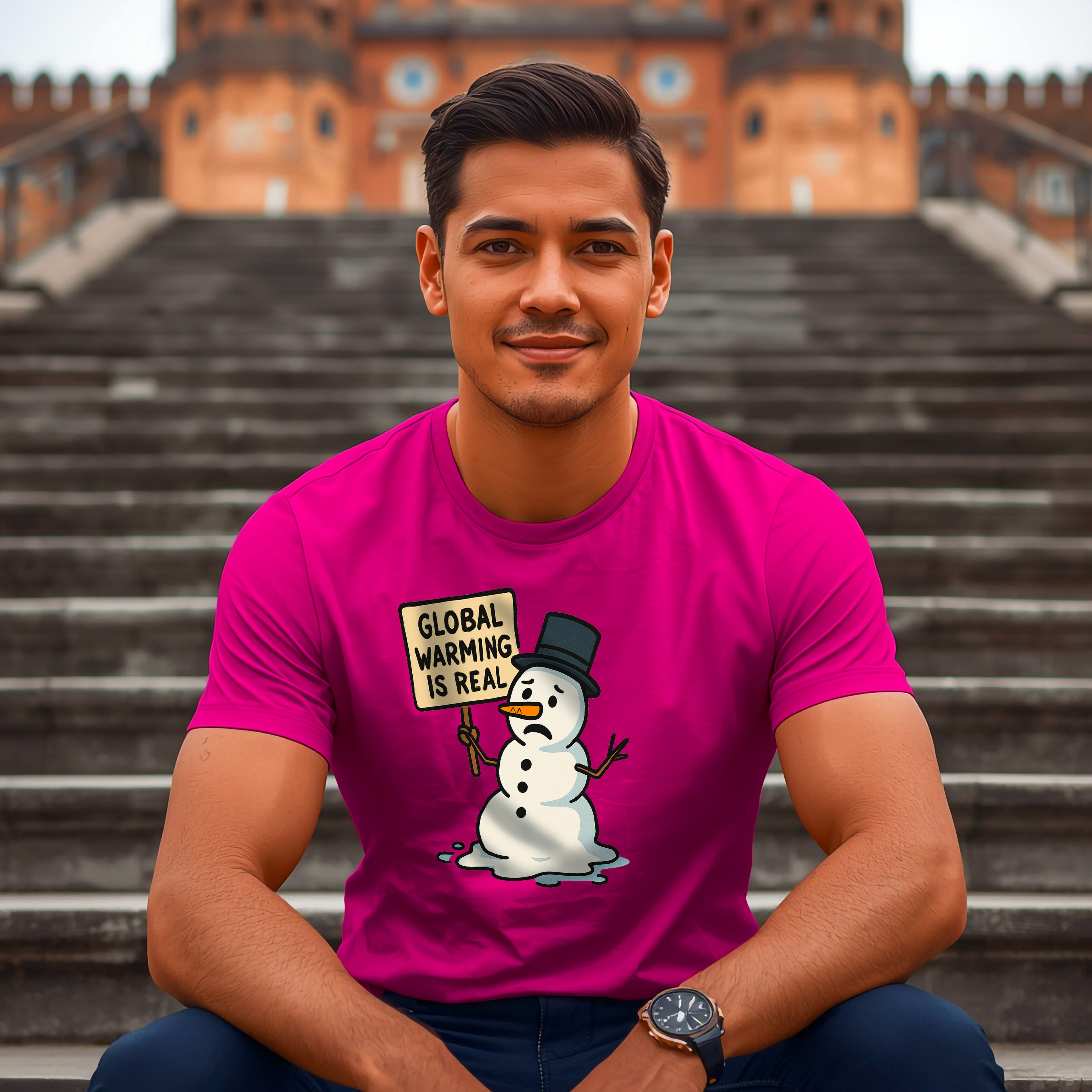 Global Warming is Real T-Shirt | Funny Snowman Climate Change Tee | Environmental Humor Gift | Gildan 5000