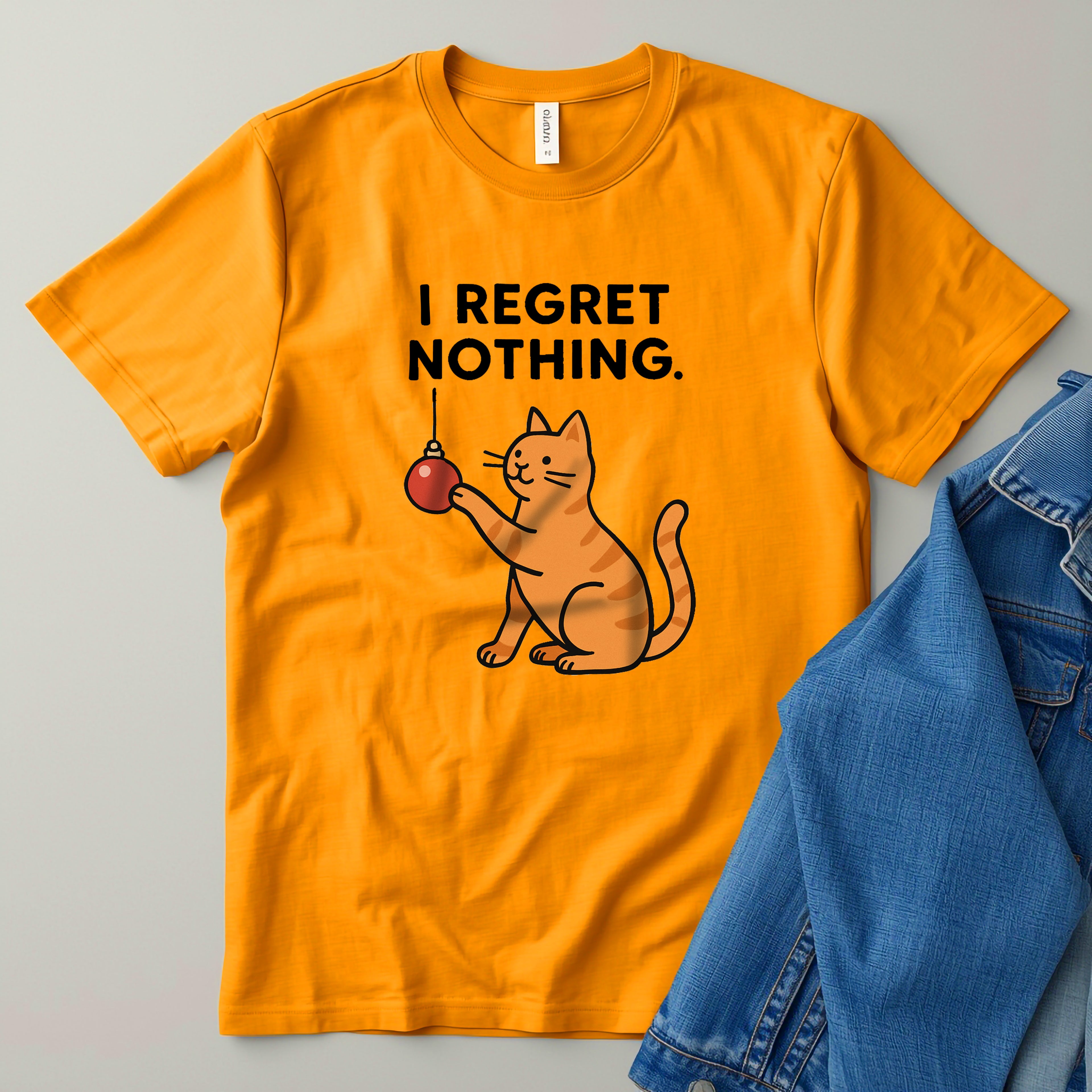 I Regret Nothing Cat T-Shirt | Funny Christmas Cat Lover Gift | Holiday Graphic Tee | Gildan 5000