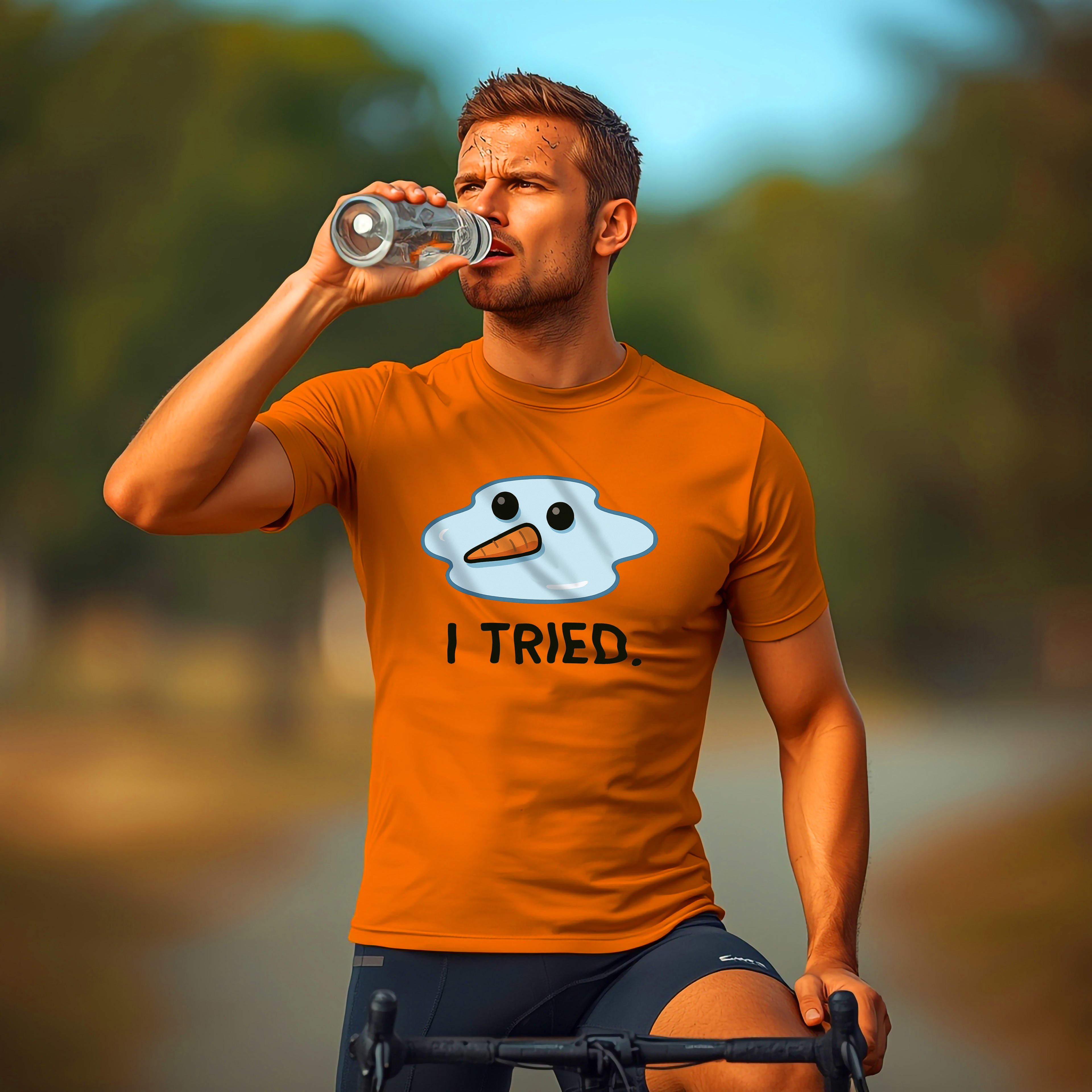 I Tried T-Shirt | Funny Melted Snowman Graphic Tee | Relatable Holiday Humor Gift | Gildan 5000