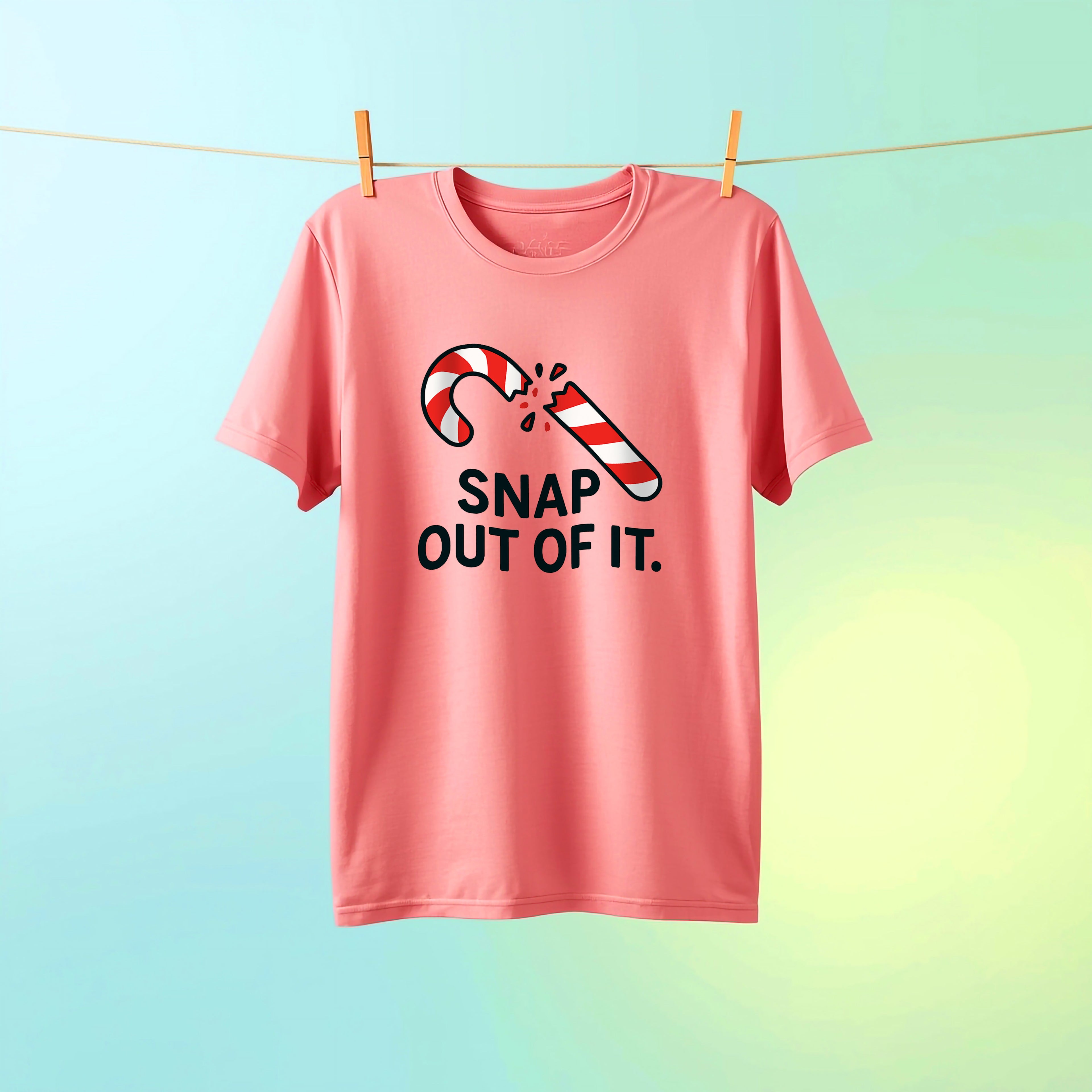 Funny Christmas T-Shirt – “Snap Out of It” Candy Cane Holiday Pun Tee