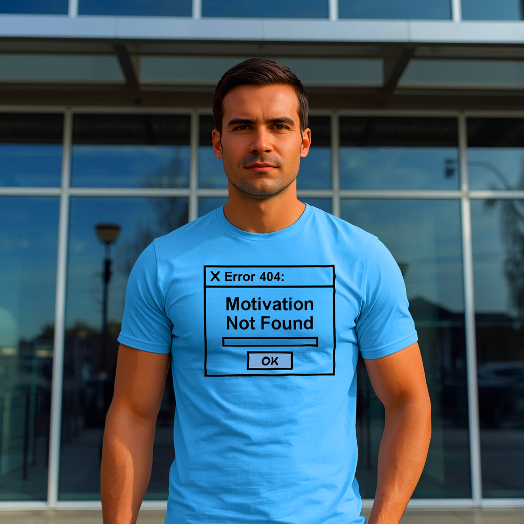Error 404 T-Shirt: "Motivation Not Found" Funny Tech Graphic Tee