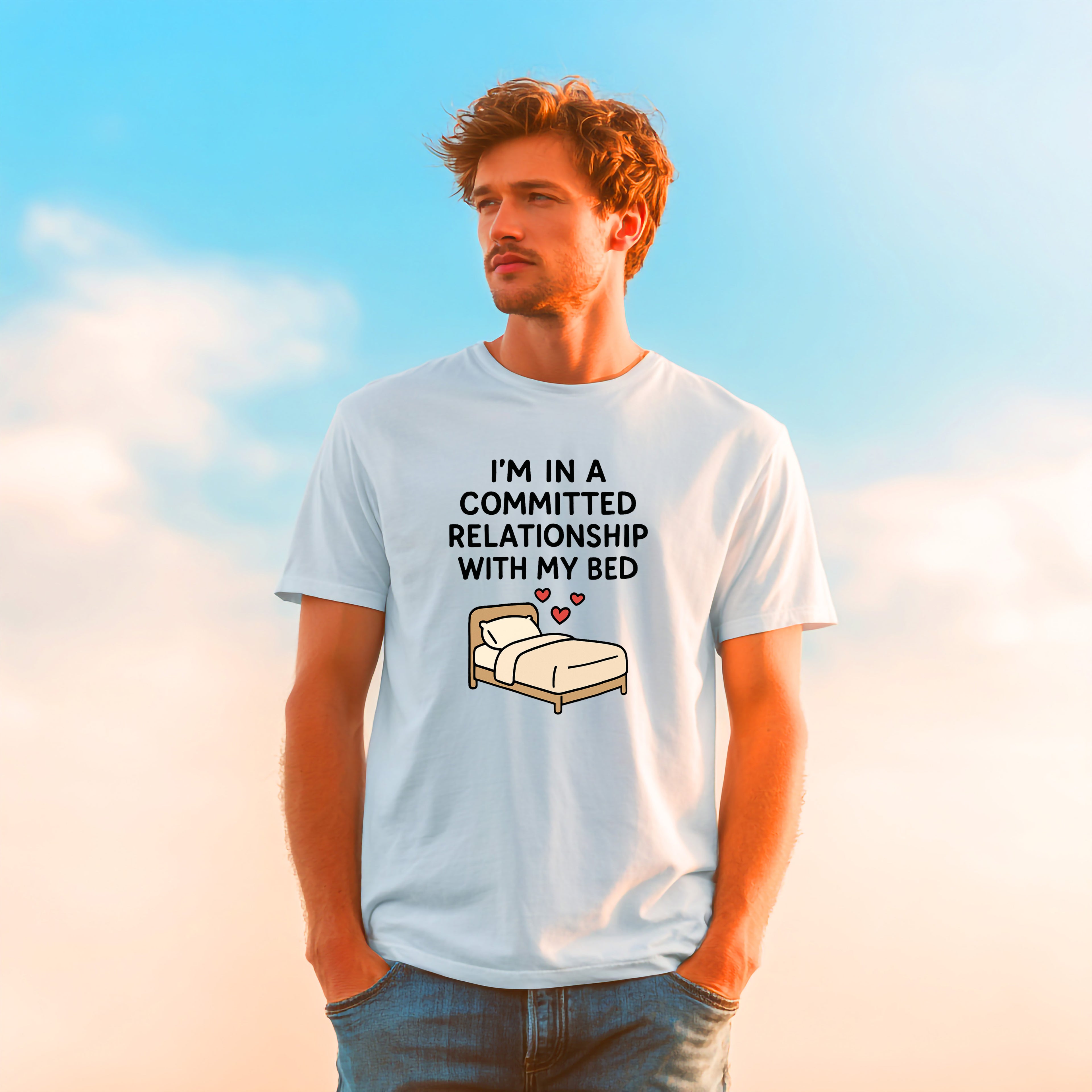 Introvert T-Shirt: "Committed Relationship with My Bed" Funny Graphic Tee