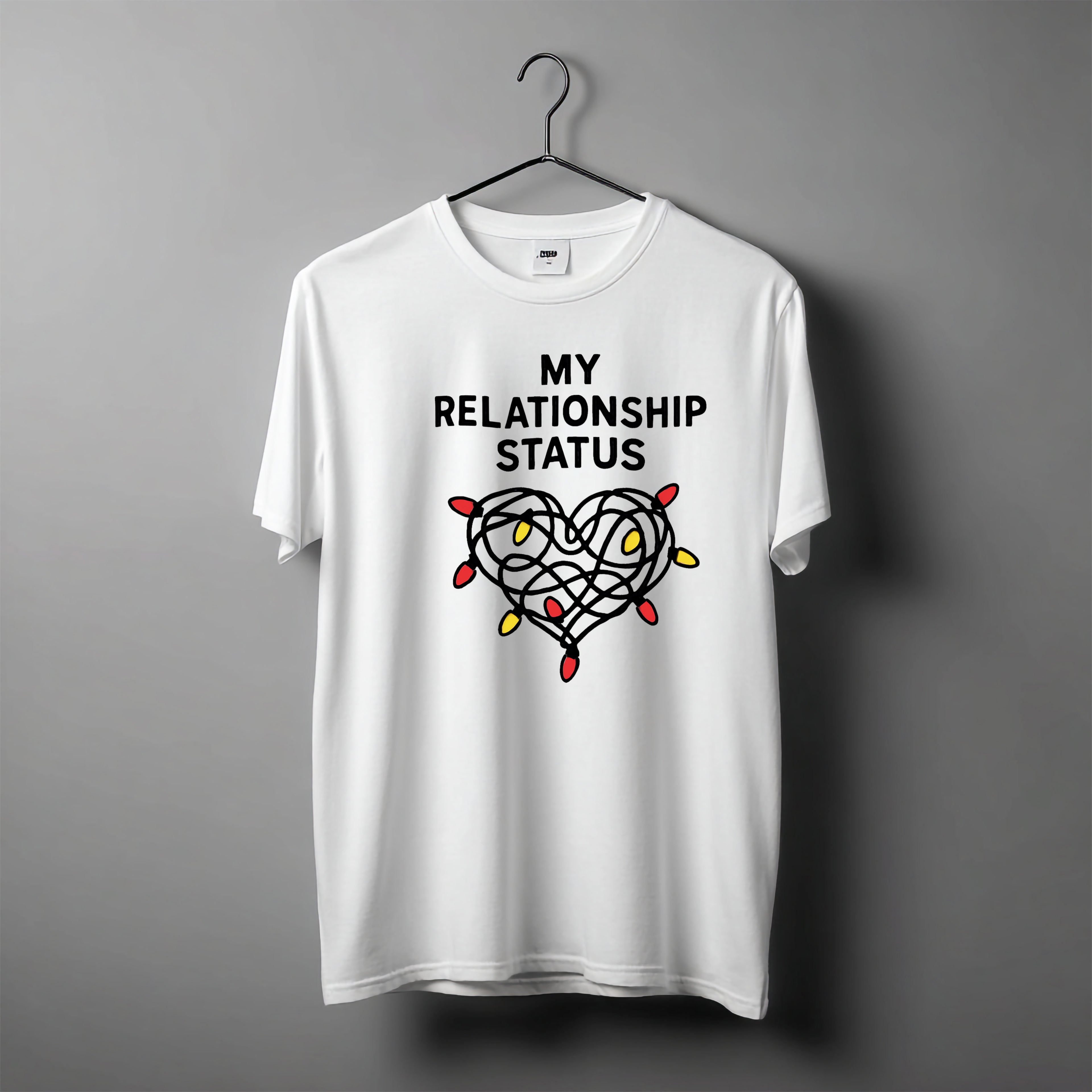 My Relationship Status T-Shirt | Funny Christmas Lights Graphic Tee | Single Life Humor Gift | Gildan 5000