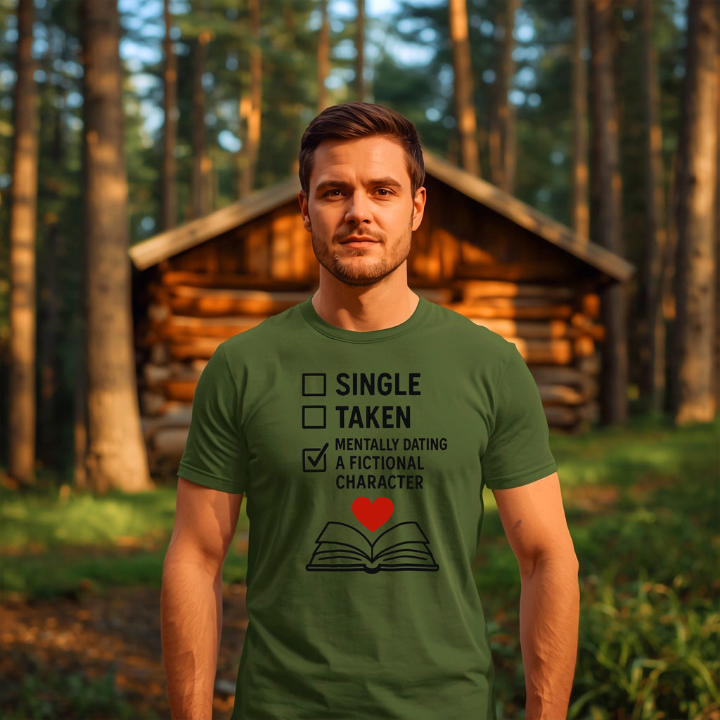 Book Lover T-Shirt: "Mentally Dating a Fictional Character" Funny Graphic Tee