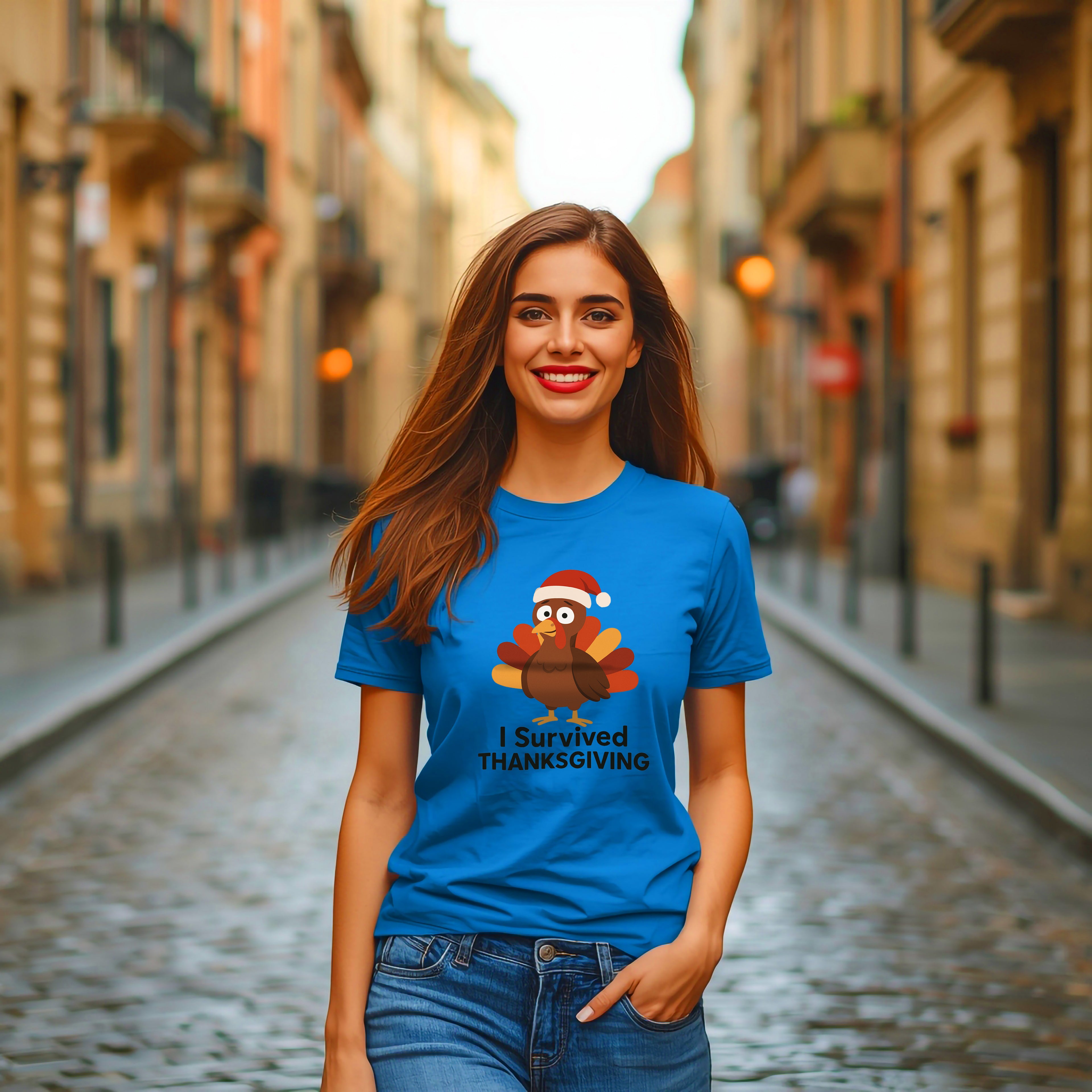 I Survived Thanksgiving T-Shirt | Funny Turkey Christmas Graphic Tee | Holiday Survivor Gift | Gildan 5000