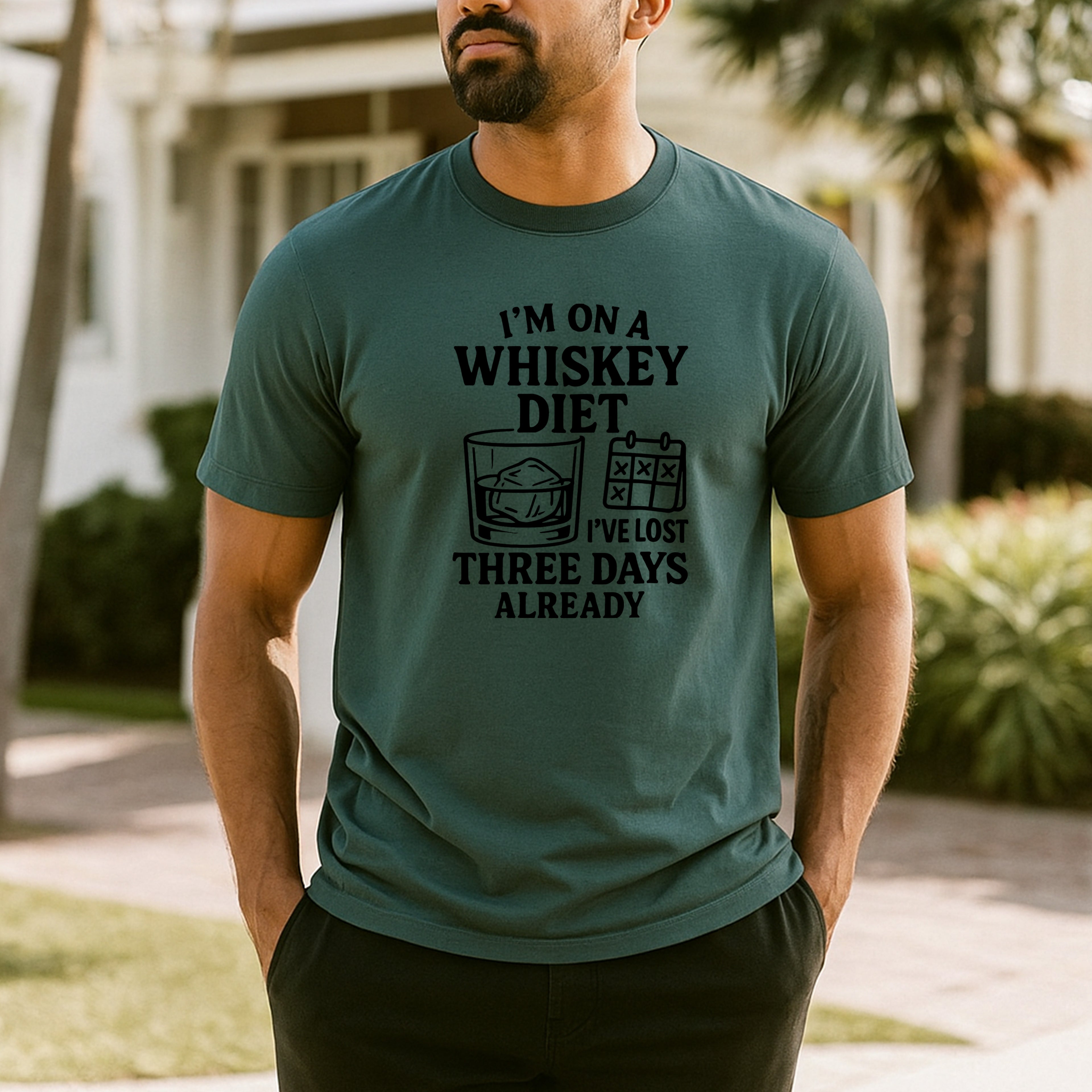 “I’m On a Whiskey Diet – I’ve Lost Three Days Already” Funny Drinking T-Shirt – Hilarious Whiskey Lover Tee for Men & Women