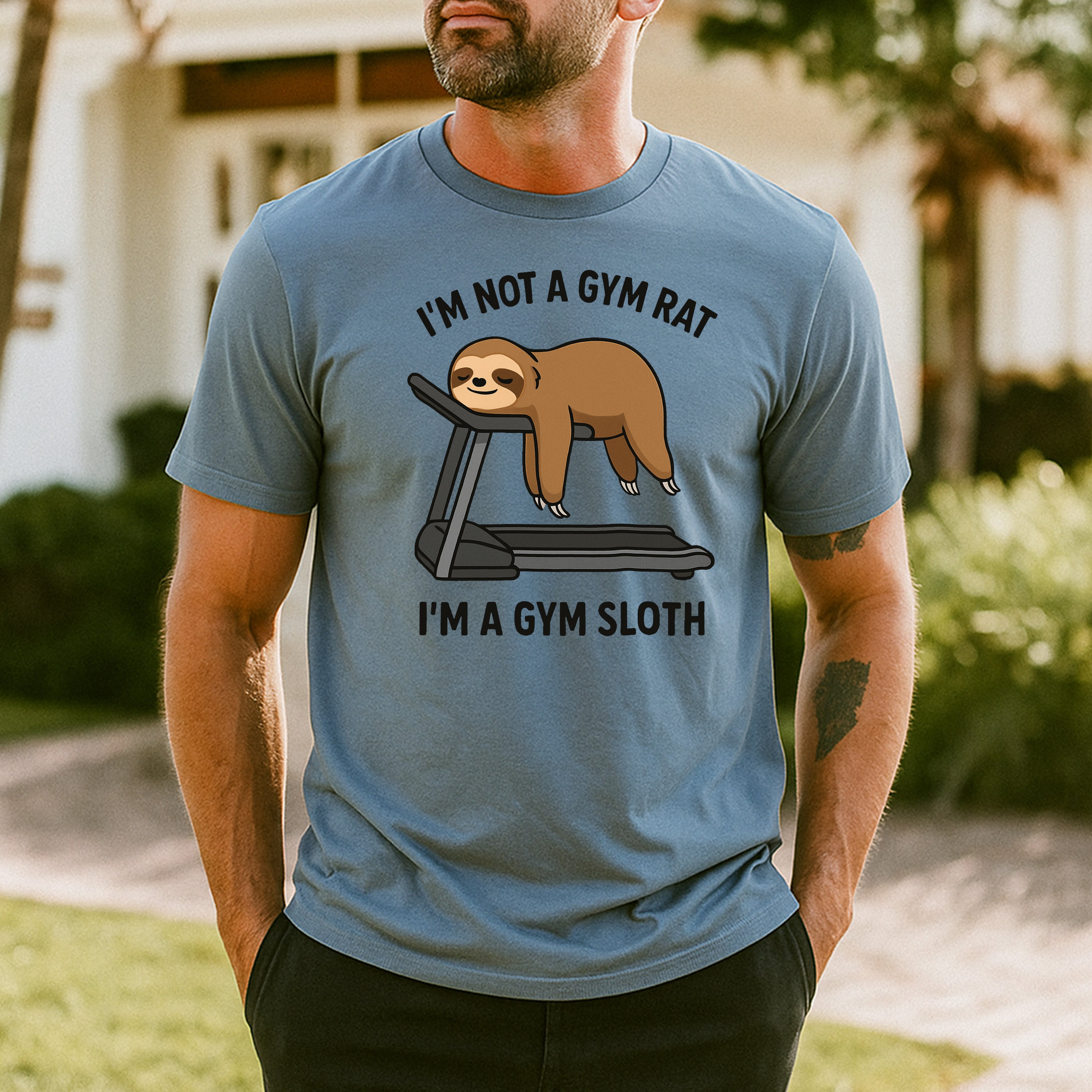 “I’m Not a Gym Rat, I’m a Gym Sloth” Funny Sloth Workout T-Shirt – Lazy Fitness Humor Tee for Men & Women
