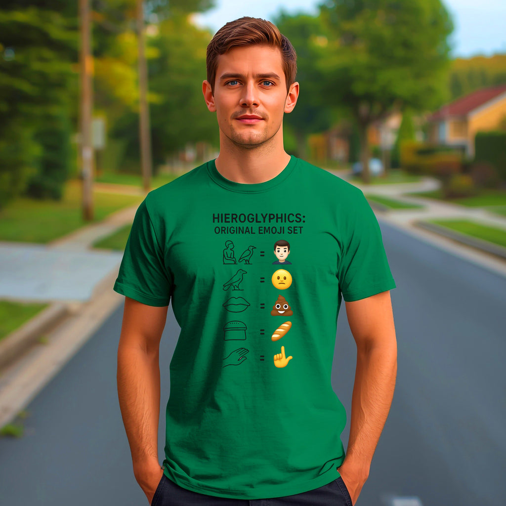 History Humor T-Shirt: "Hieroglyphics: Original Emoji Set" Graphic Tee
