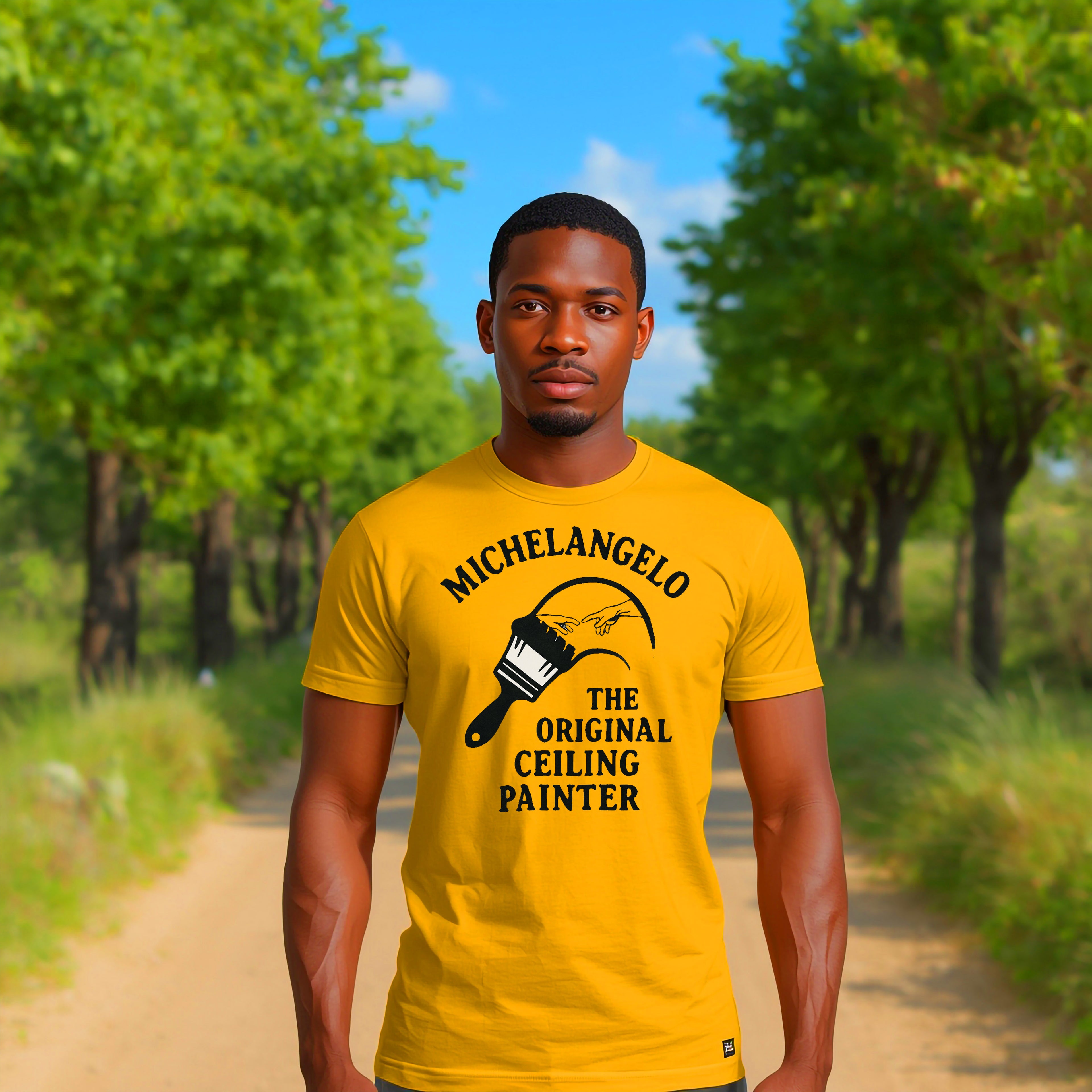 Michelangelo “The Original Ceiling Painter” Funny Art T-Shirt – Classic Renaissance Humor Tee for Artists & Art Lovers