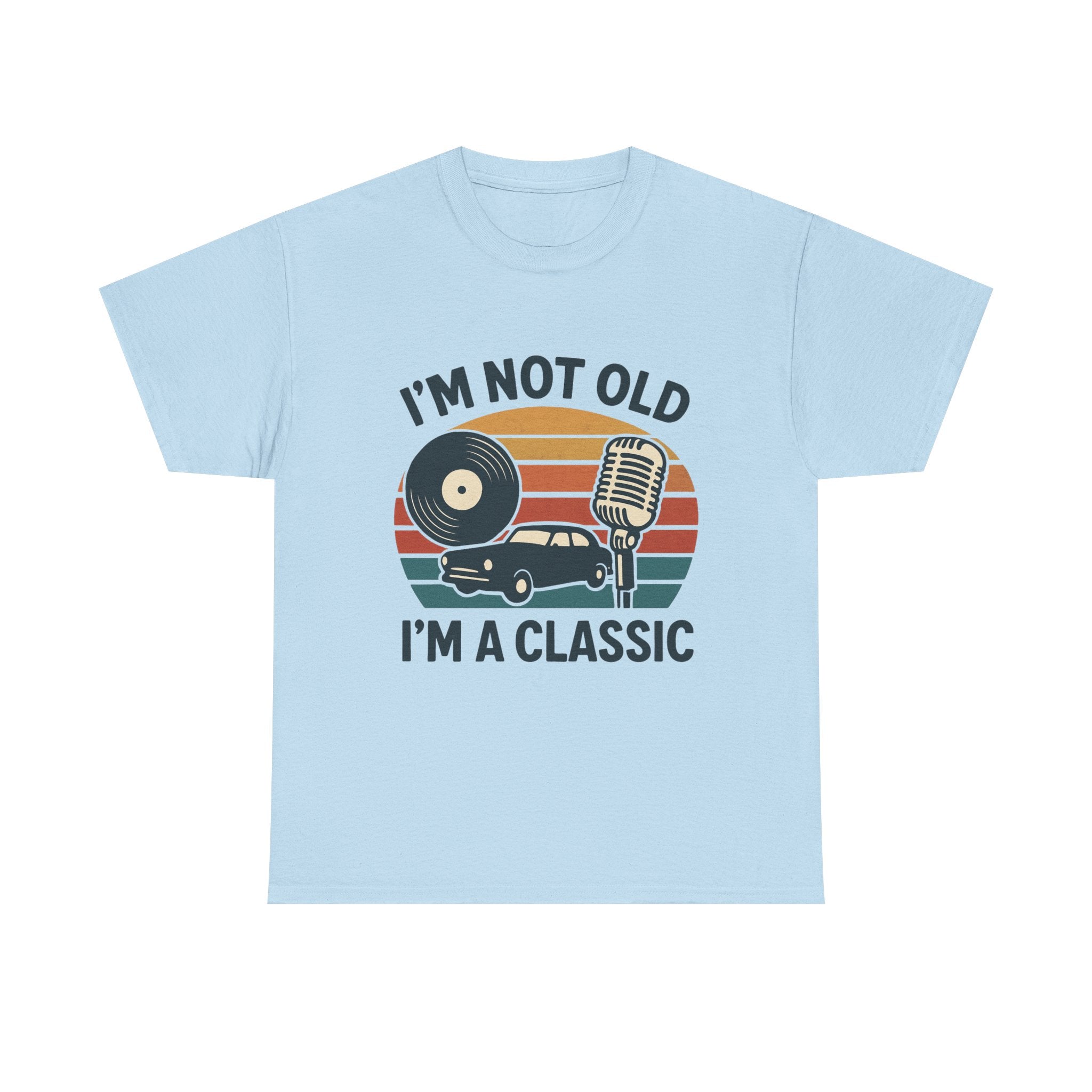 “I’m Not Old, I’m a Classic” Vintage Retro T-Shirt – Funny Birthday Tee for Men & Women Who Love Cars, Music & Nostalgia
