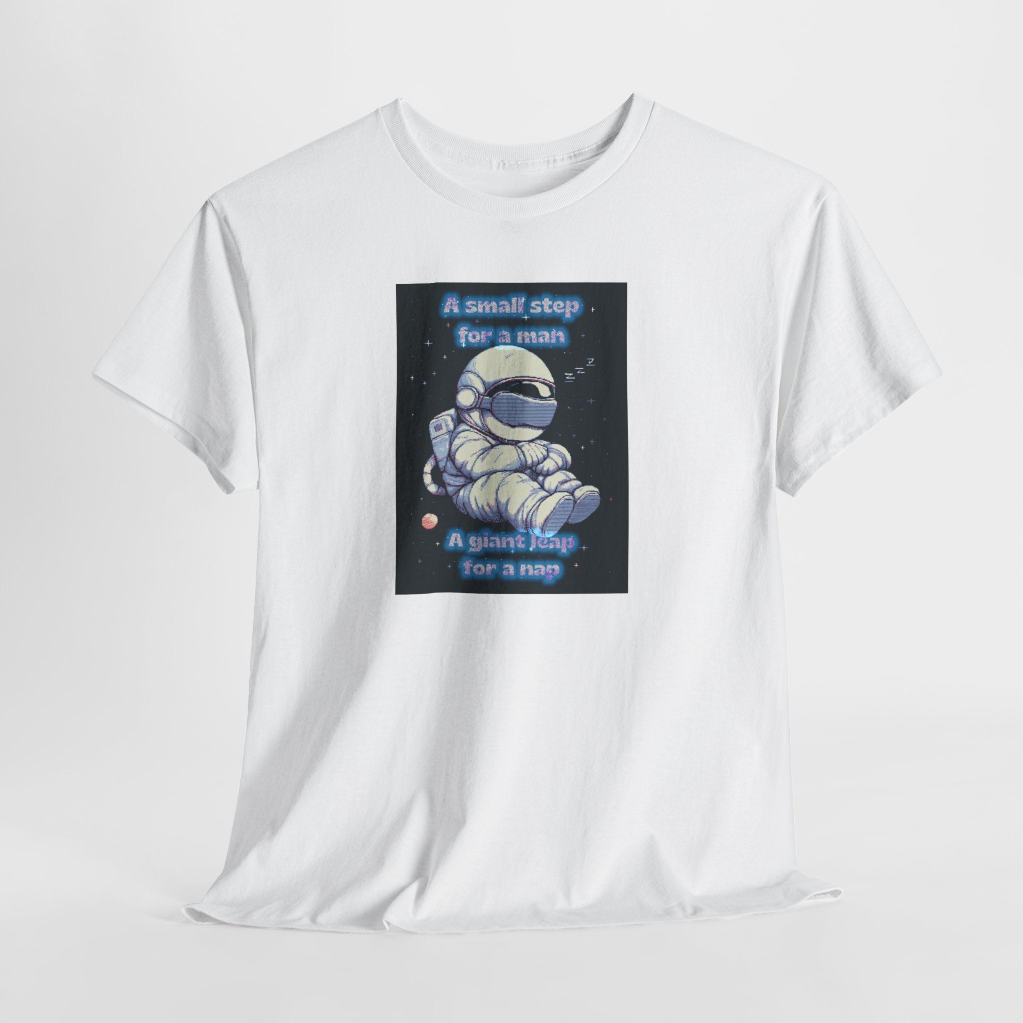Pixel Art Astronaut Nap Tee: A Giant Leap for a Nap | Funny Space Humor T-Shirt