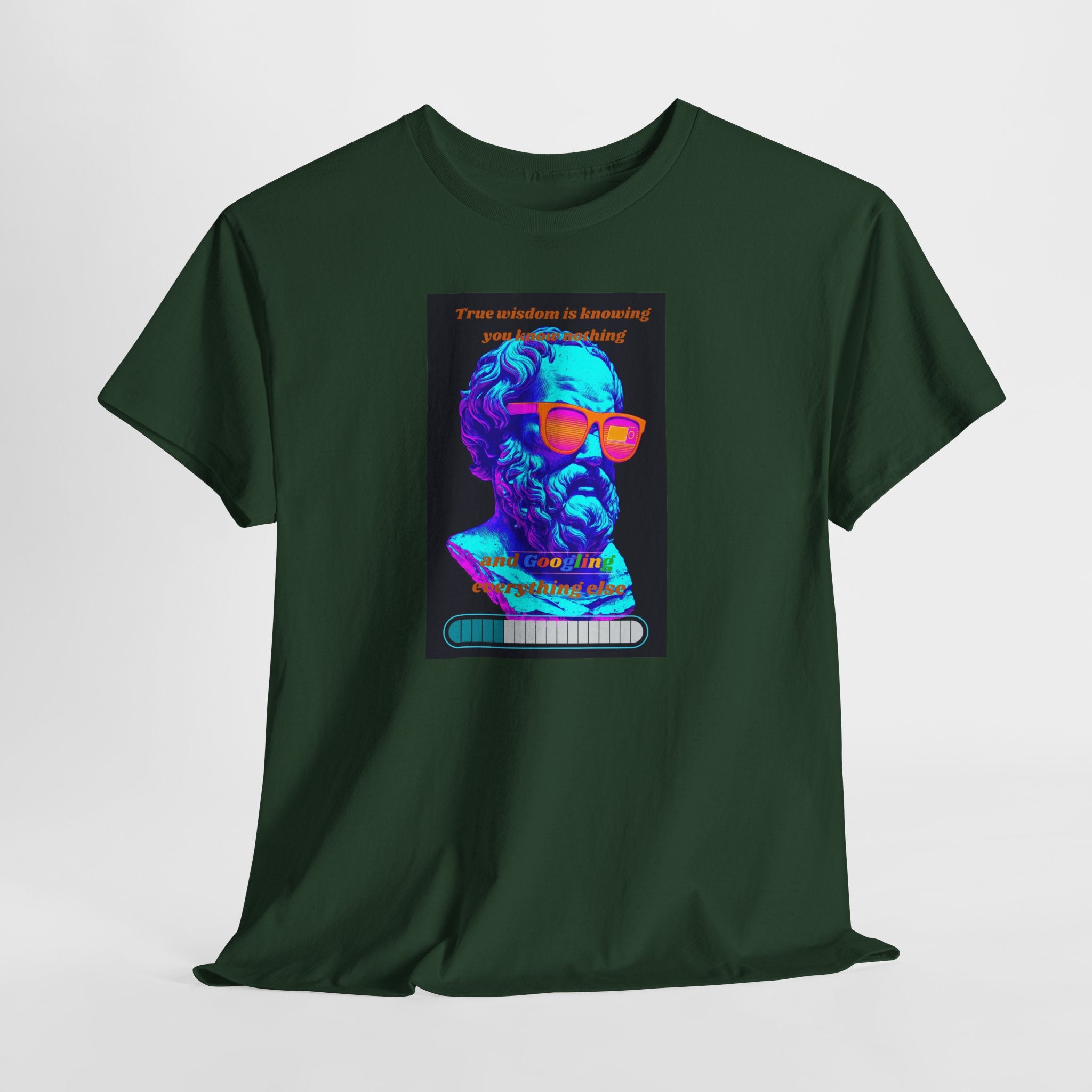True Wisdom is Googling T-Shirt | Funny Socrates Meme Tee | Vaporwave Philosophy Shirt | Know Nothing Humor Apparel | Gildan 5000
