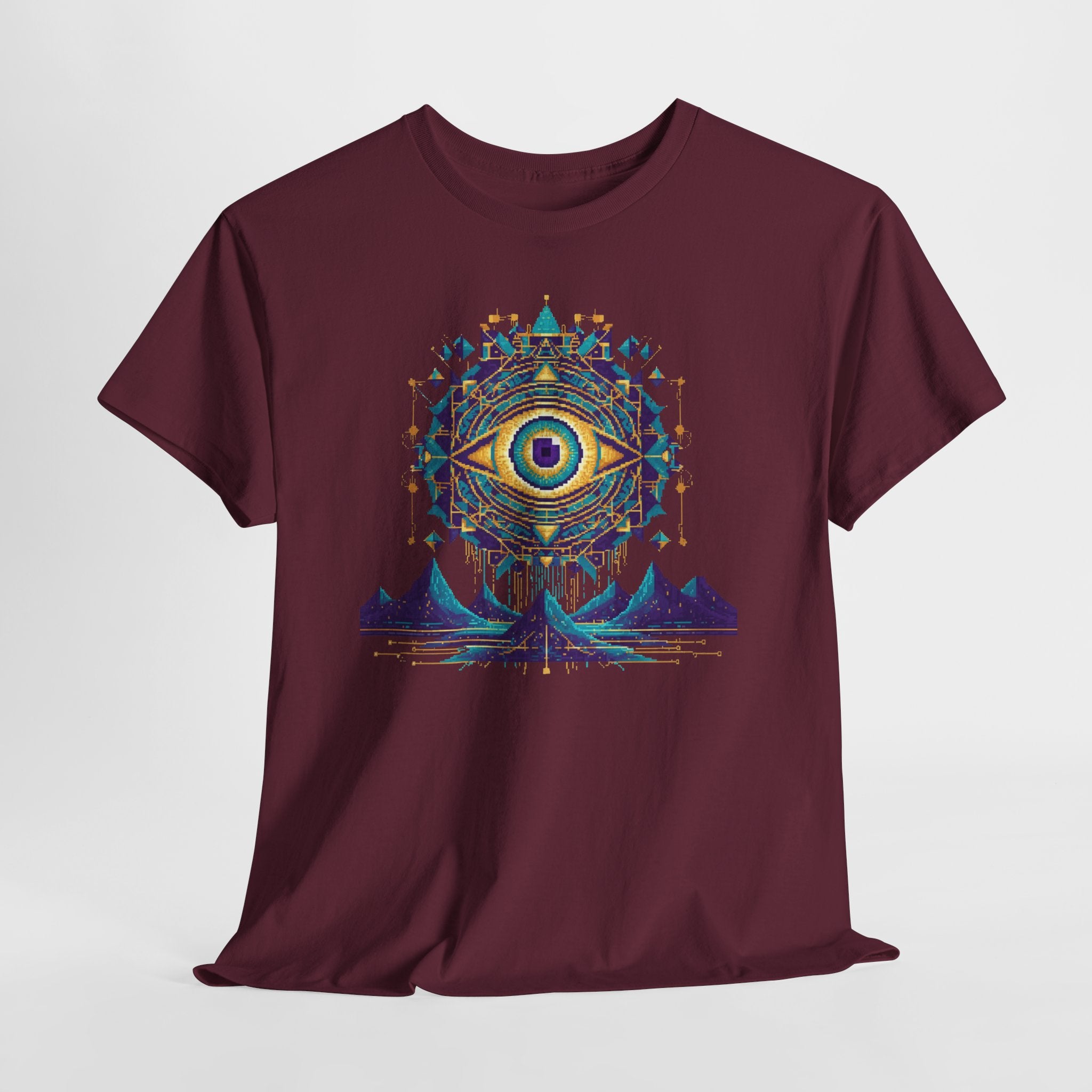 All-Seeing Eye T-Shirt | Pixel Art Sacred Geometry Tee | Psychedelic Third Eye Graphic Shirt | Occult Mandala Gift | Gildan 5000