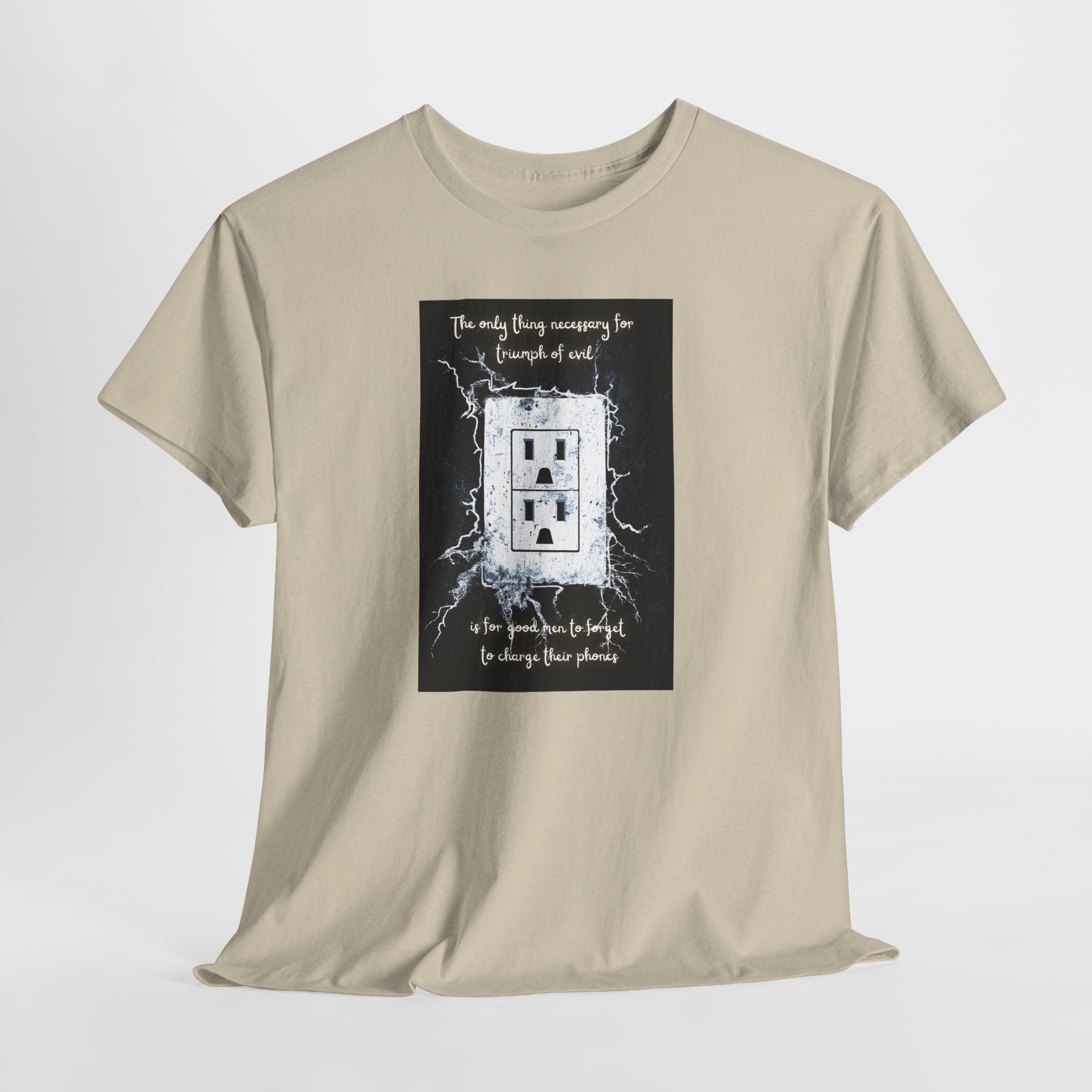 Charge Your Phone T-Shirt | Funny Tech Quote Tee | Triumph of Evil Meme Shirt | Low Battery Humor Apparel | Gildan 5000