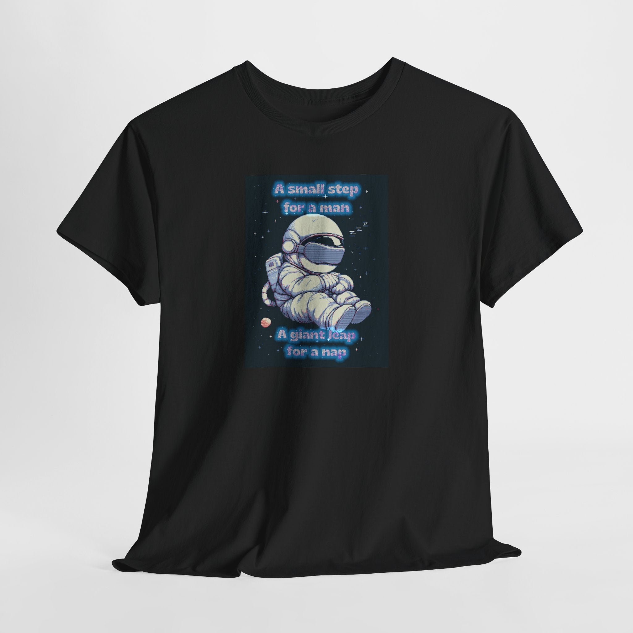 Pixel Art Astronaut Nap Tee: A Giant Leap for a Nap | Funny Space Humor T-Shirt
