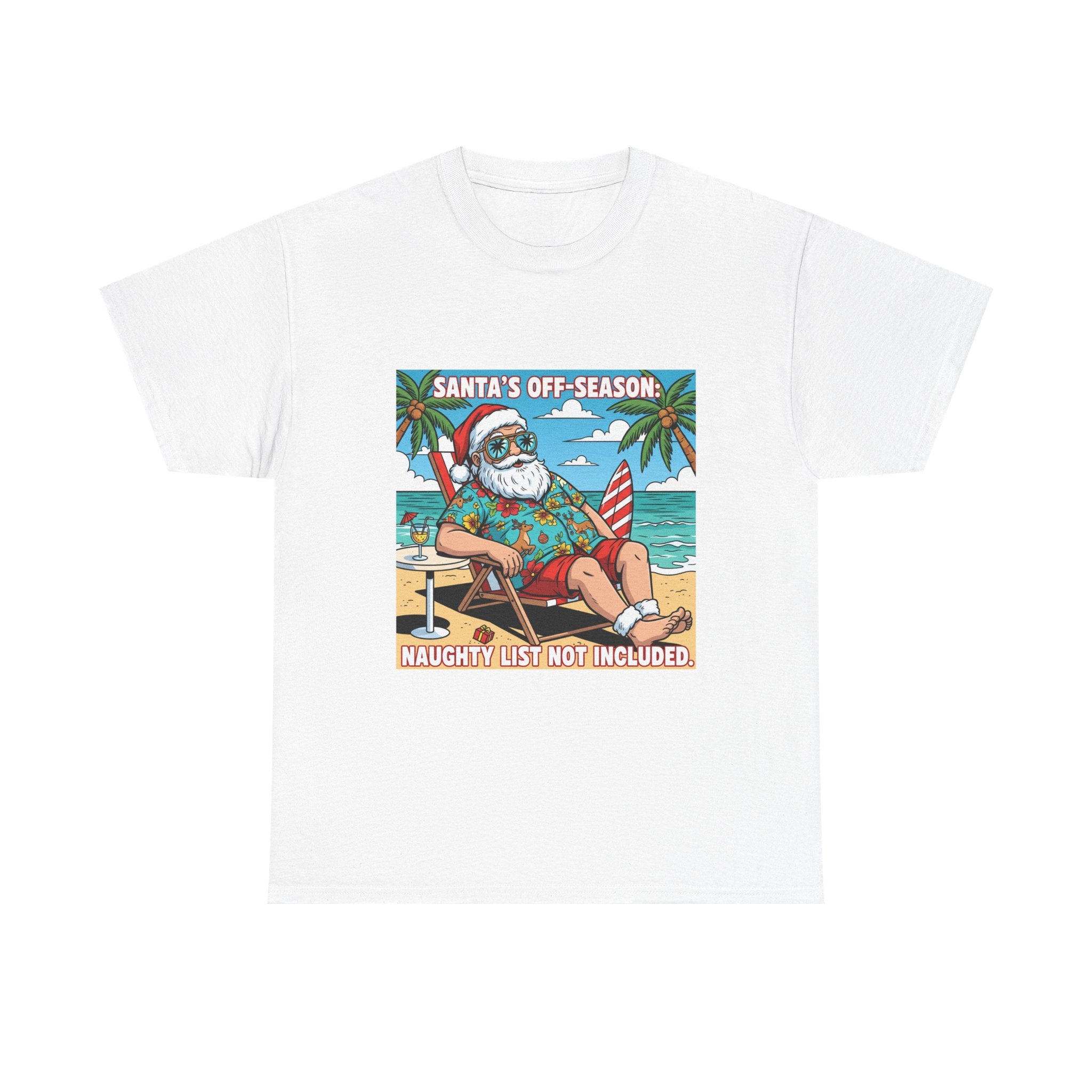 Funny Santa’s Off-Season Christmas T-Shirt – Beach Holiday Santa Tee for Summer Lovers