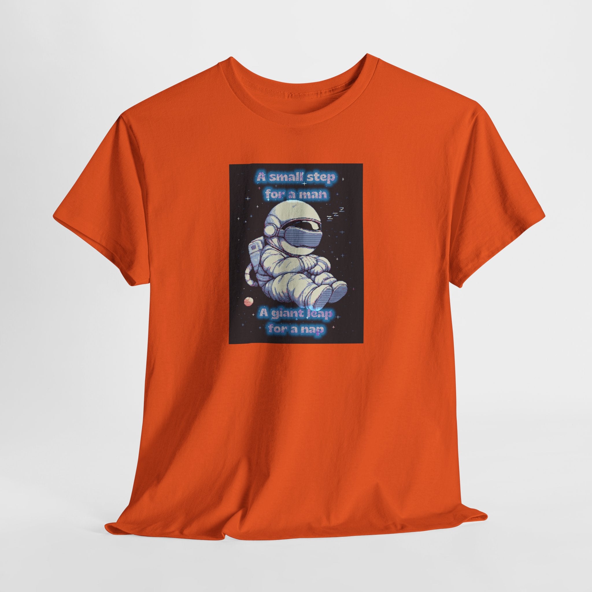 Pixel Art Astronaut Nap Tee: A Giant Leap for a Nap | Funny Space Humor T-Shirt