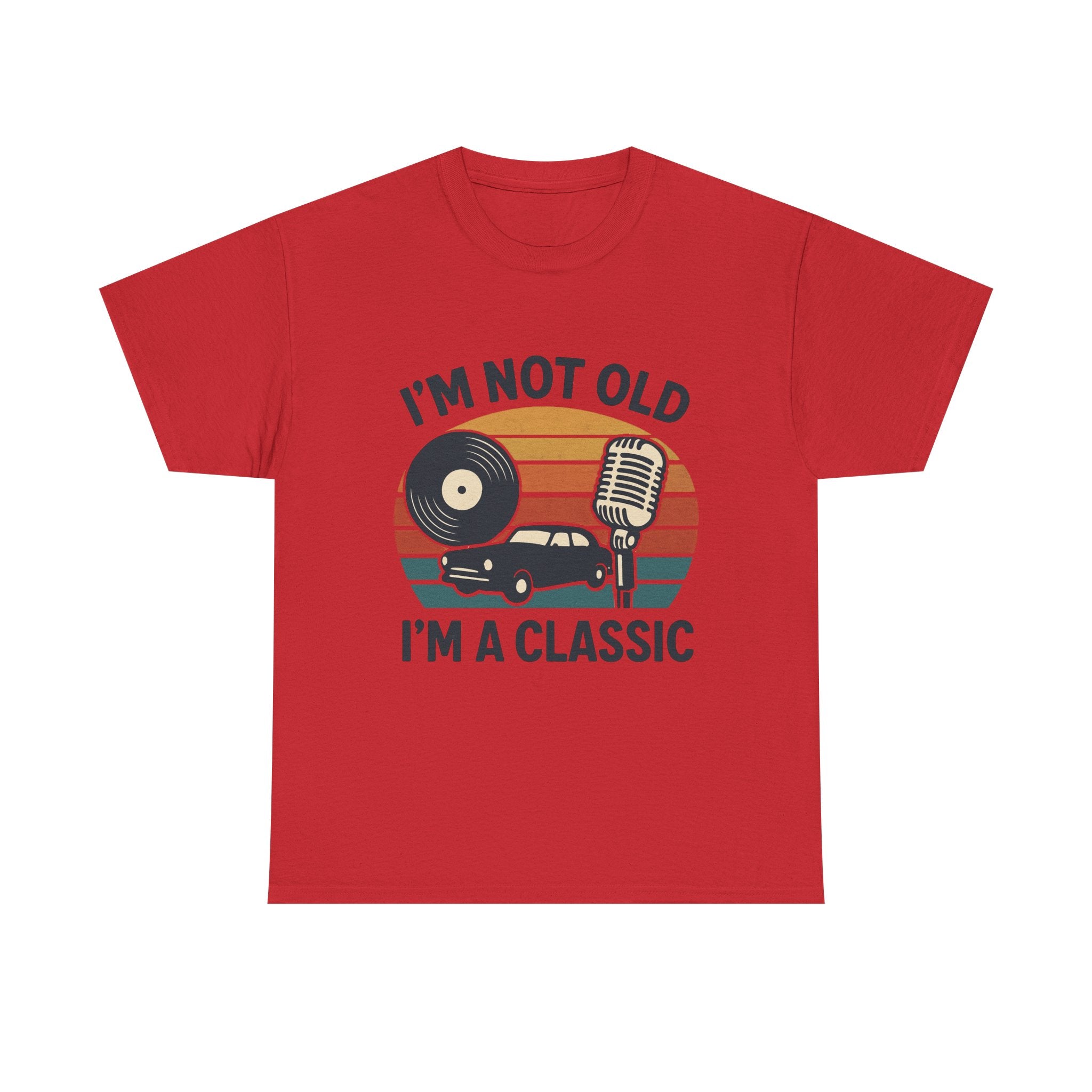 “I’m Not Old, I’m a Classic” Vintage Retro T-Shirt – Funny Birthday Tee for Men & Women Who Love Cars, Music & Nostalgia