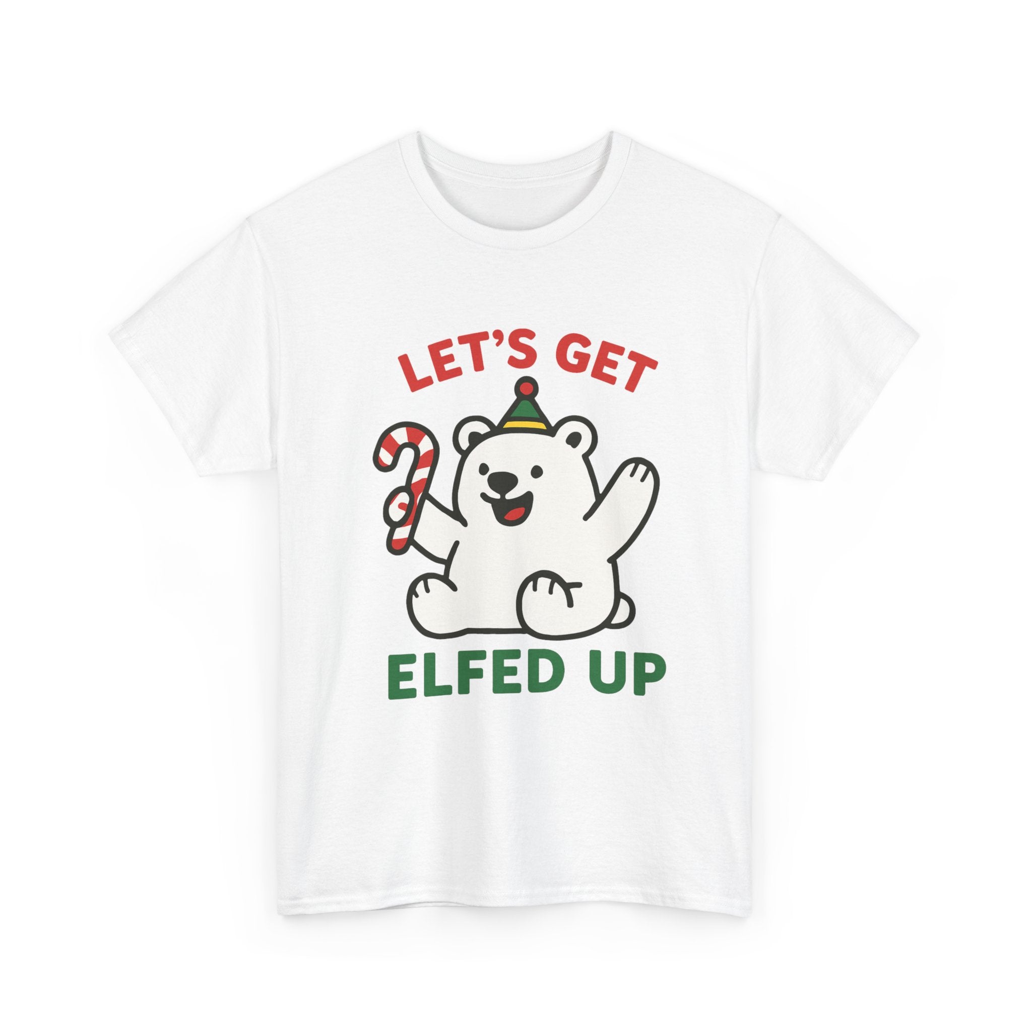 Let's Get Elfed Up T-Shirt | Funny Polar Bear Drinking Tee | Christmas Party Shirt | Gildan 5000