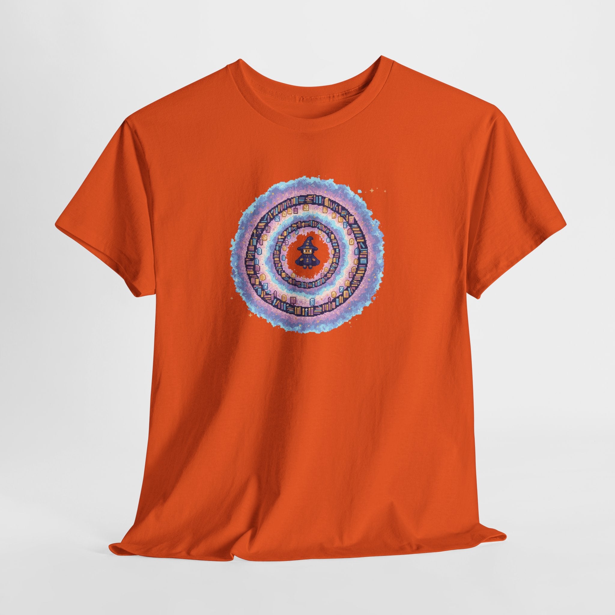Pixel Wizard Book Vortex T-Shirt | Cute Magic Graphic Tee | Pastel Fantasy Reader Shirt | Retro Gaming Gift | Gildan 5000
