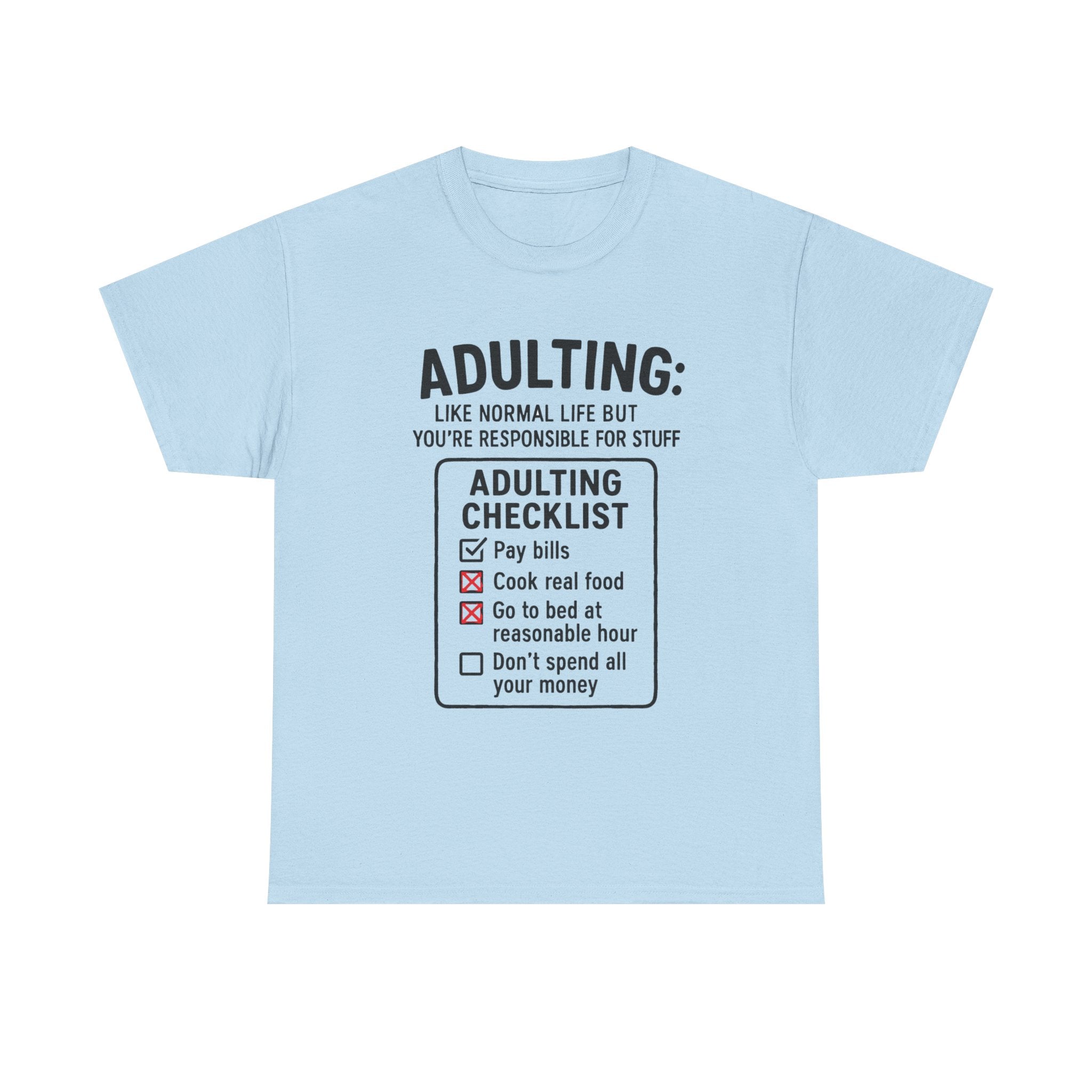 Adulting T-Shirt: Funny "Adulting Checklist" Graphic Tee