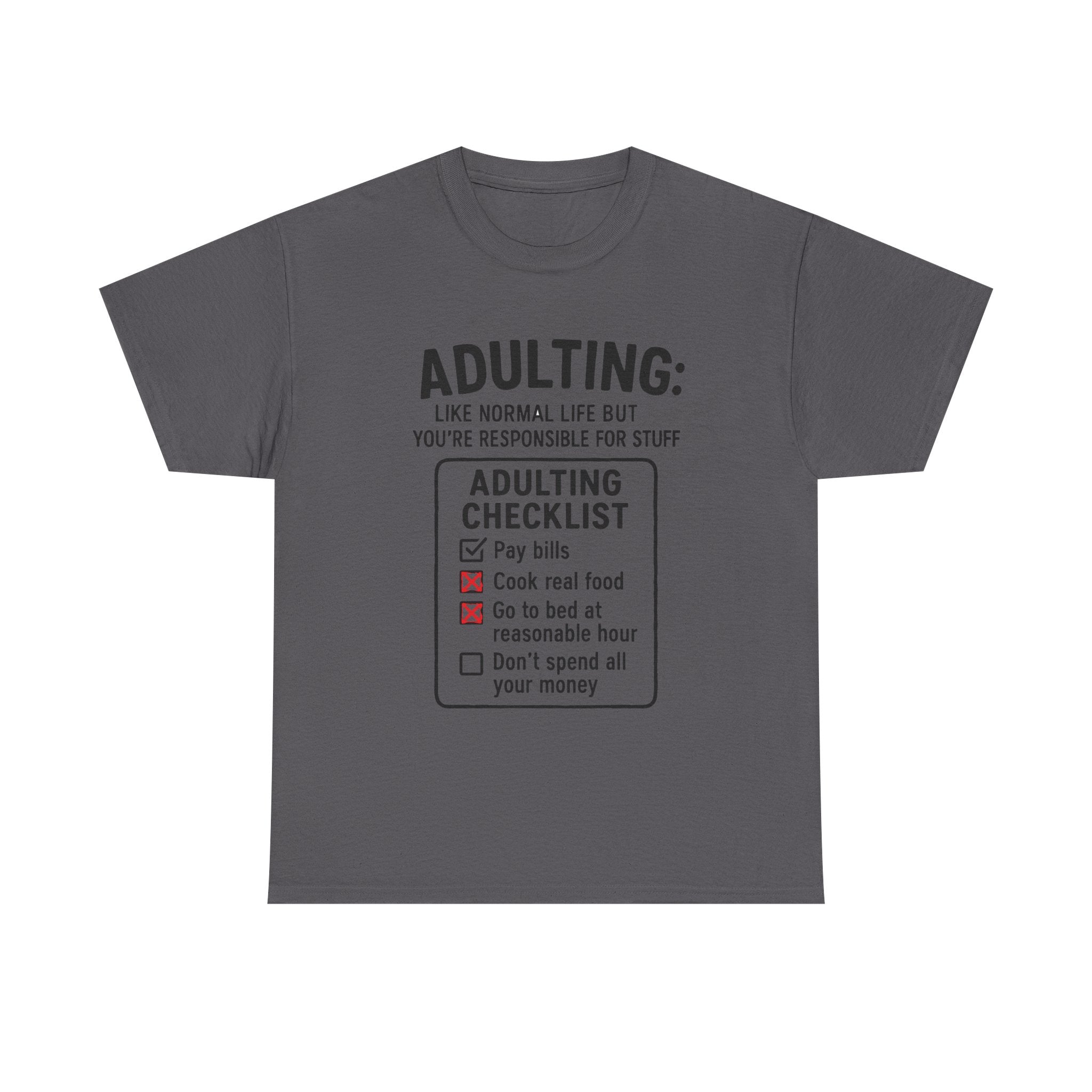 Adulting T-Shirt: Funny "Adulting Checklist" Graphic Tee