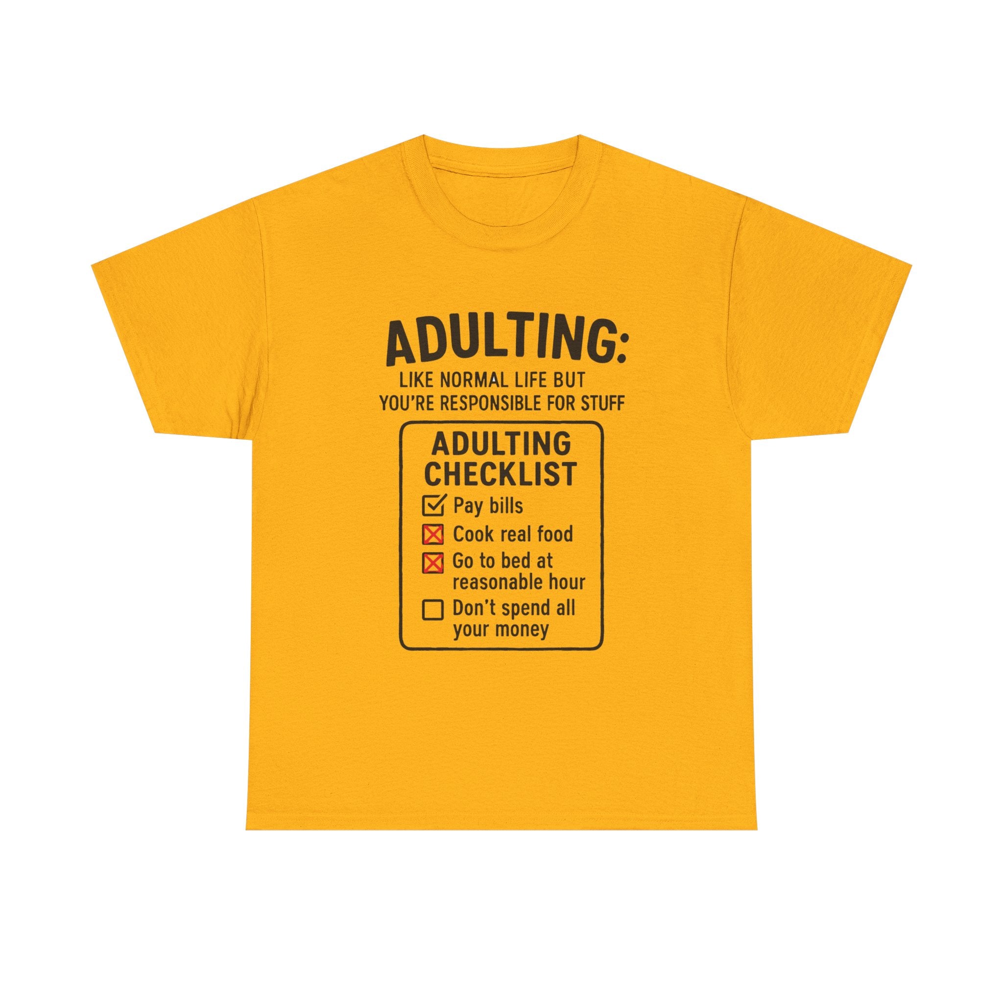 Adulting T-Shirt: Funny "Adulting Checklist" Graphic Tee