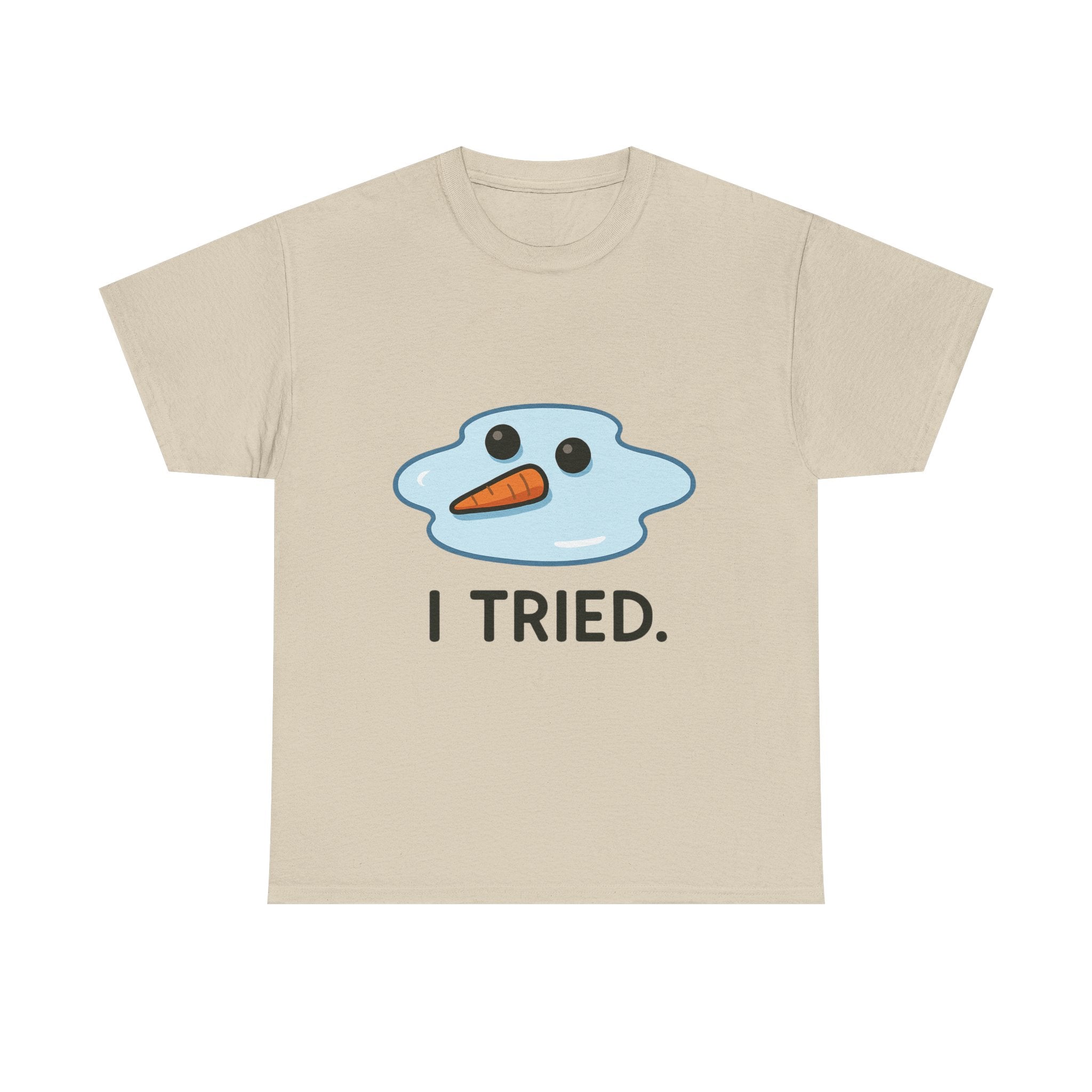 I Tried T-Shirt | Funny Melted Snowman Graphic Tee | Relatable Holiday Humor Gift | Gildan 5000