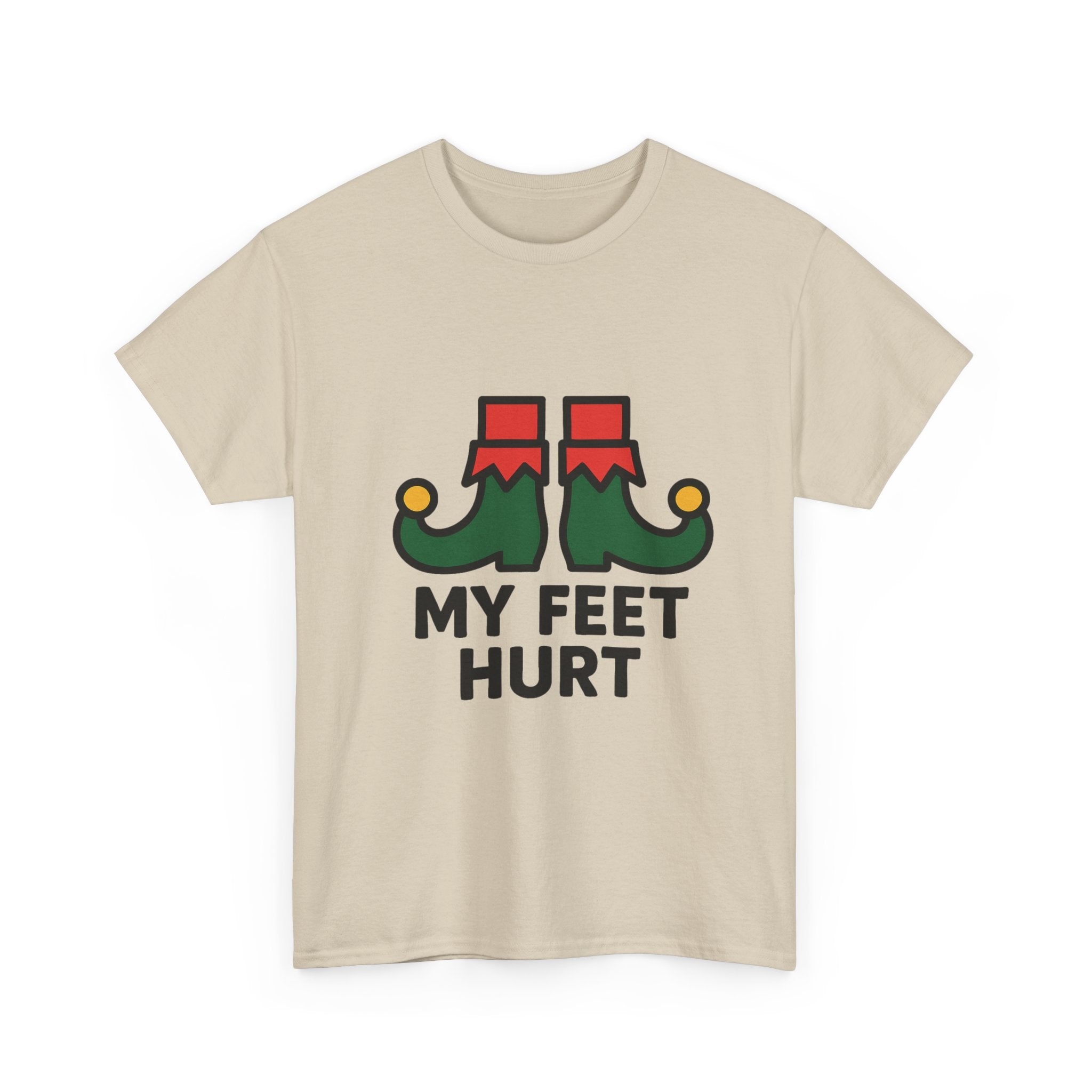 My Feet Hurt T-Shirt | Funny Elf Shoes Graphic Tee | North Pole Worker Humor Gift | Gildan 5000