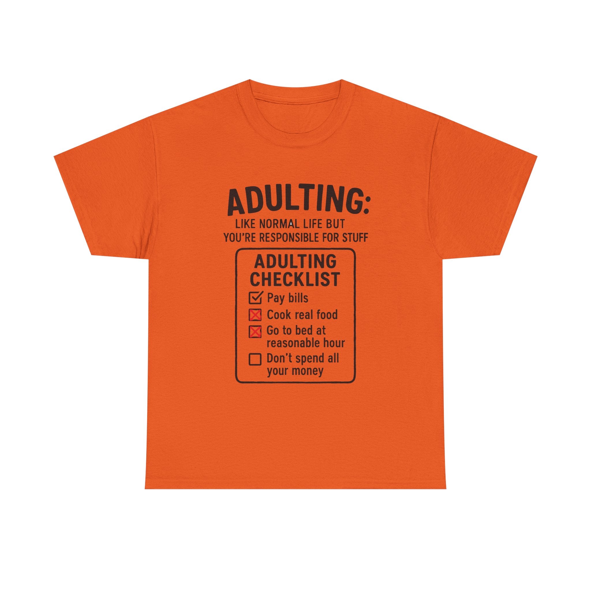 Adulting T-Shirt: Funny "Adulting Checklist" Graphic Tee