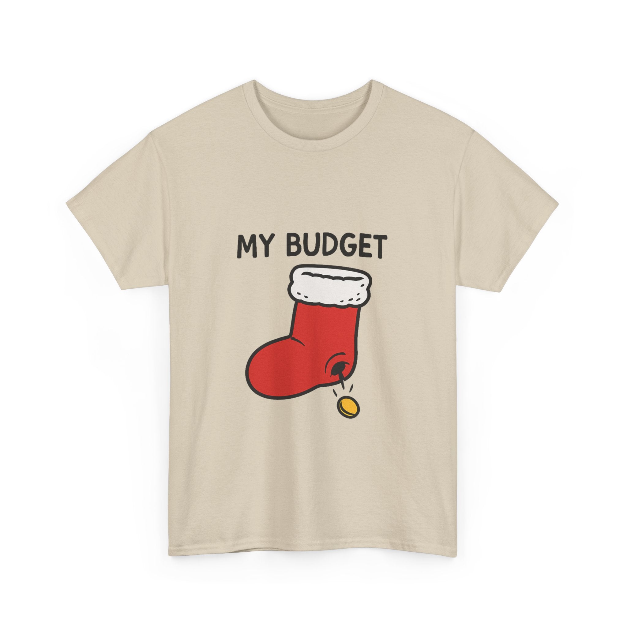 My Budget T-Shirt | Funny Christmas Stocking Graphic Tee | Holiday Finance Humor Gift | Gildan 5000