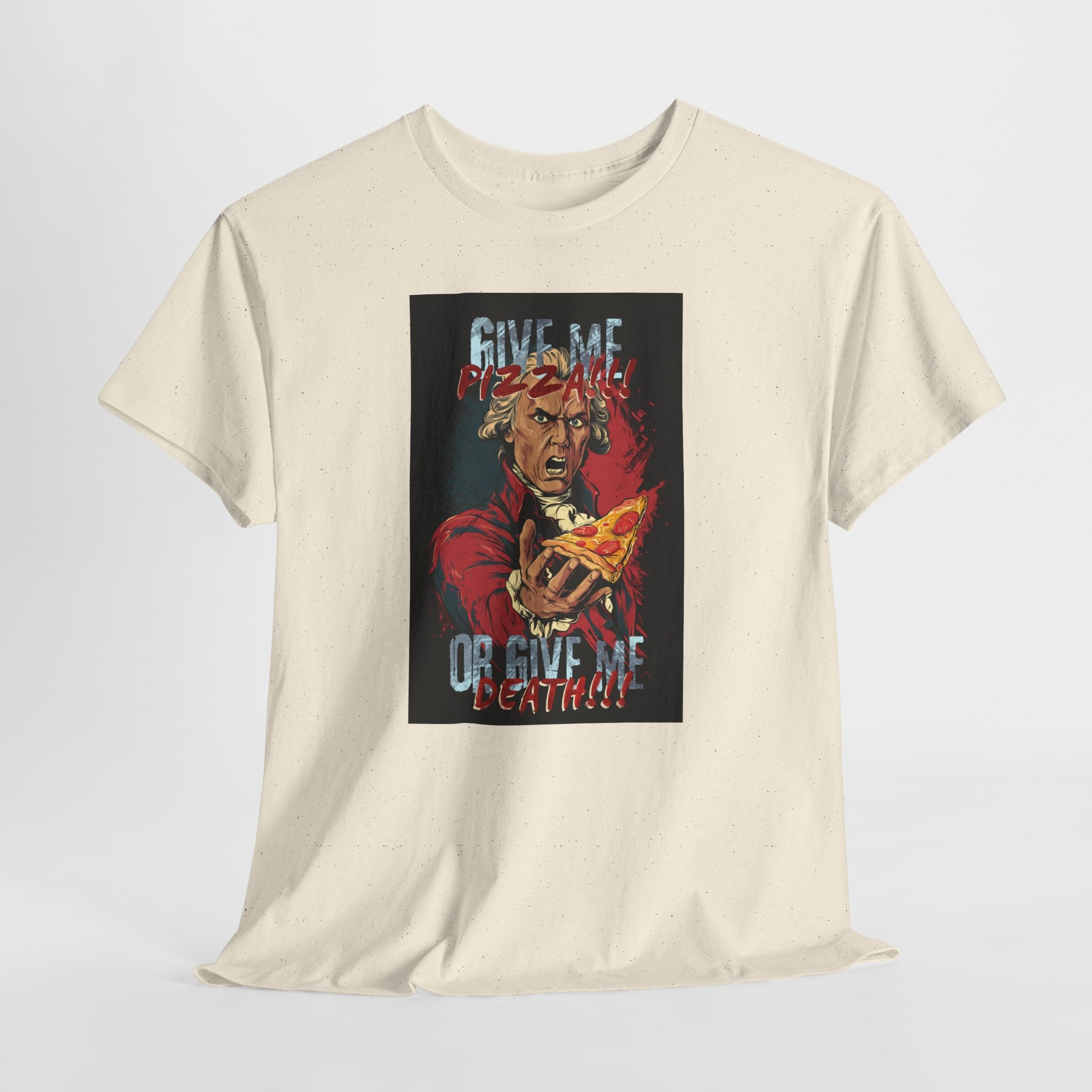 Give Me Pizza or Give Me Death T-Shirt | Funny Patrick Henry Parody Tee | Pizza Lover Gift | Revolutionary War Humor Apparel | Gildan 5000