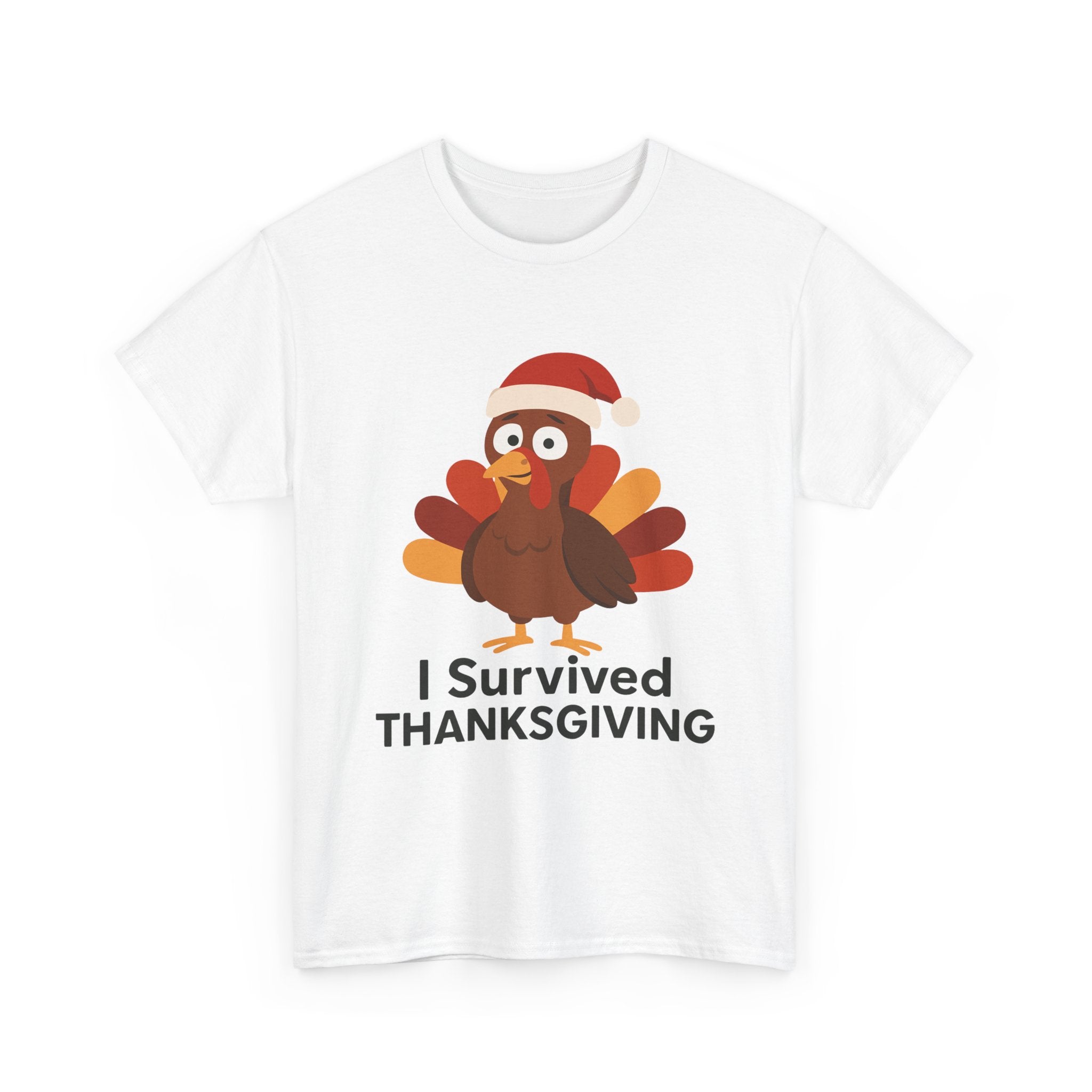 I Survived Thanksgiving T-Shirt | Funny Turkey Christmas Graphic Tee | Holiday Survivor Gift | Gildan 5000