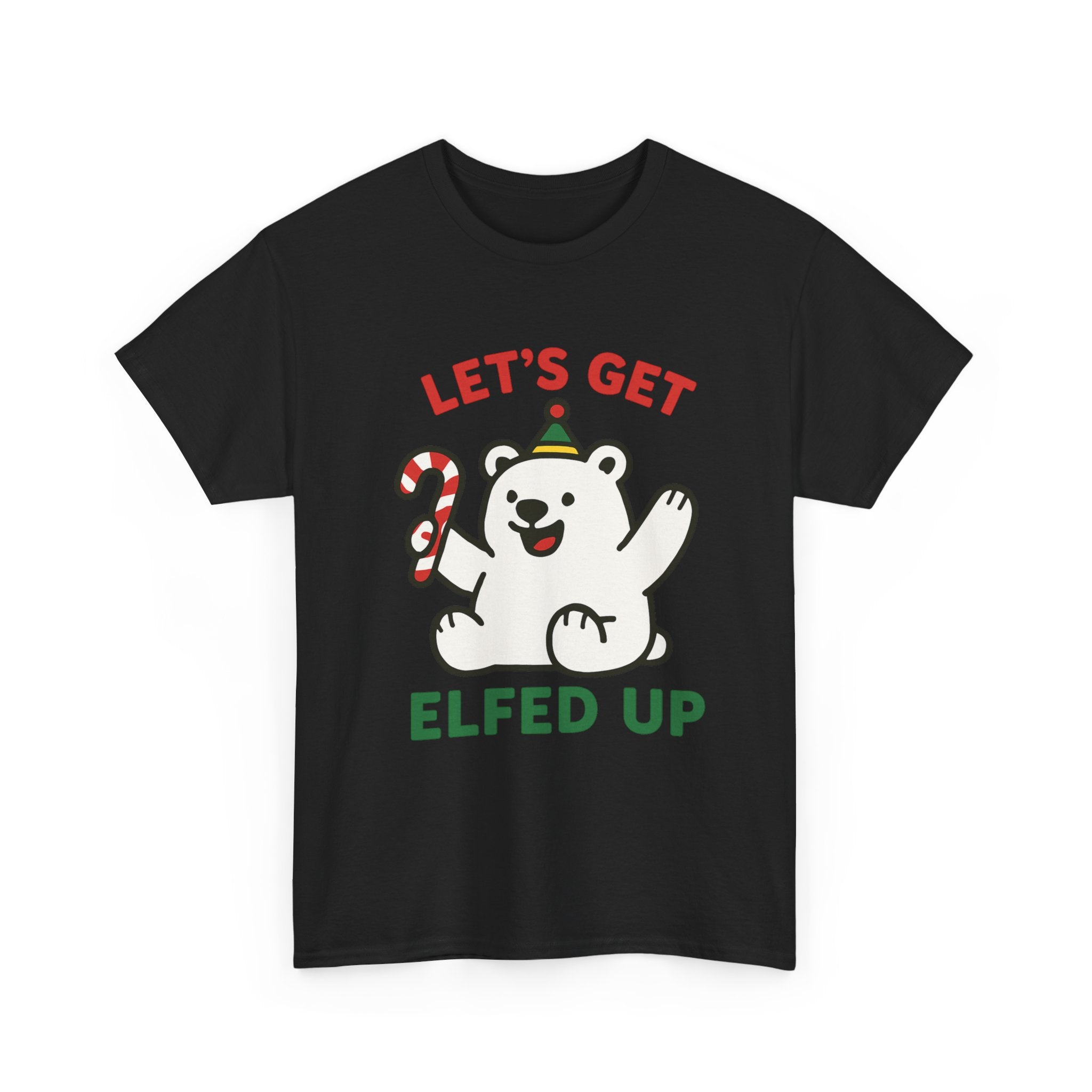 Let's Get Elfed Up T-Shirt | Funny Polar Bear Drinking Tee | Christmas Party Shirt | Gildan 5000