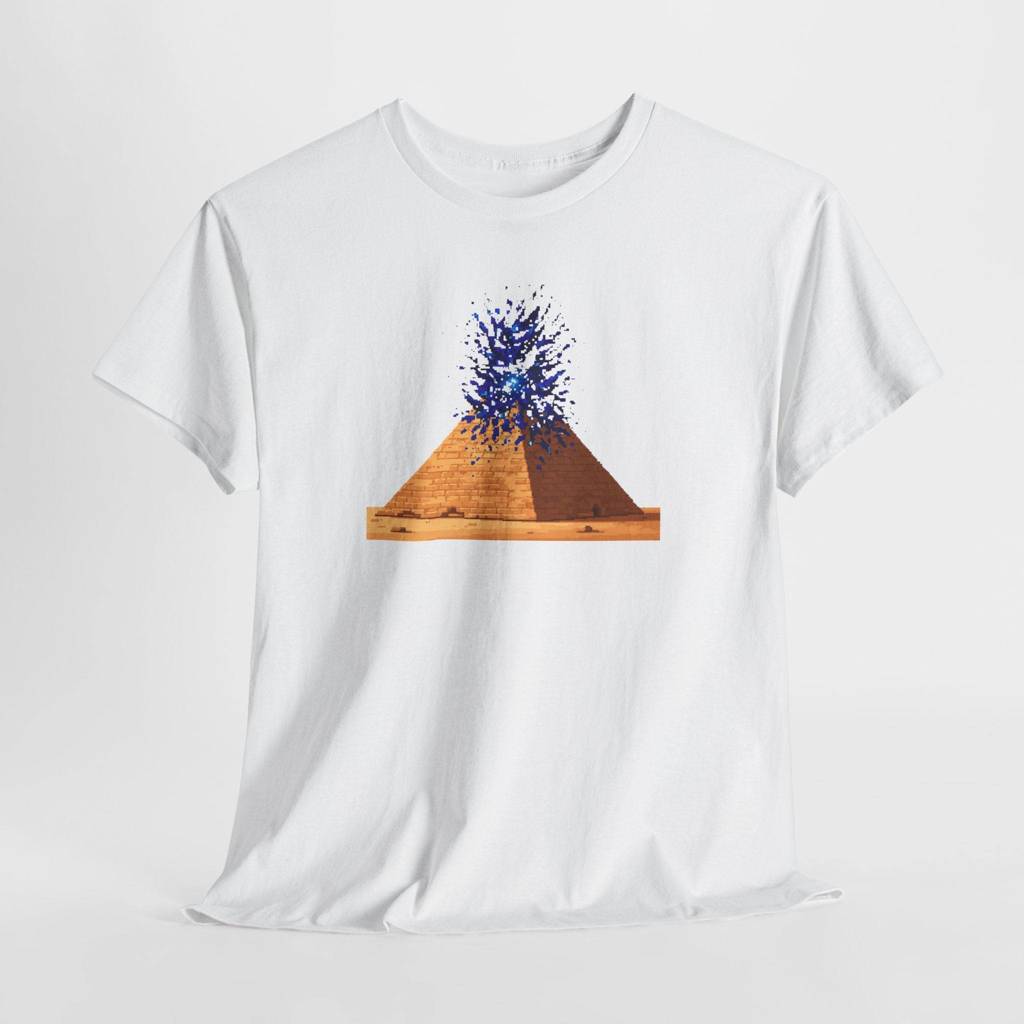 Exploding Pyramid T-Shirt | Pixel Art Sci-Fi Egypt Tee | Ancient Alien Graphic Shirt | Retro Gaming Gift | Gildan 5000