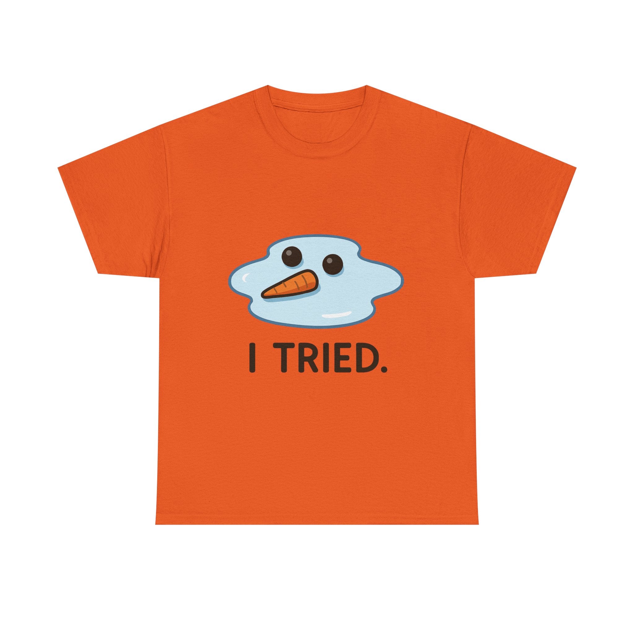 I Tried T-Shirt | Funny Melted Snowman Graphic Tee | Relatable Holiday Humor Gift | Gildan 5000