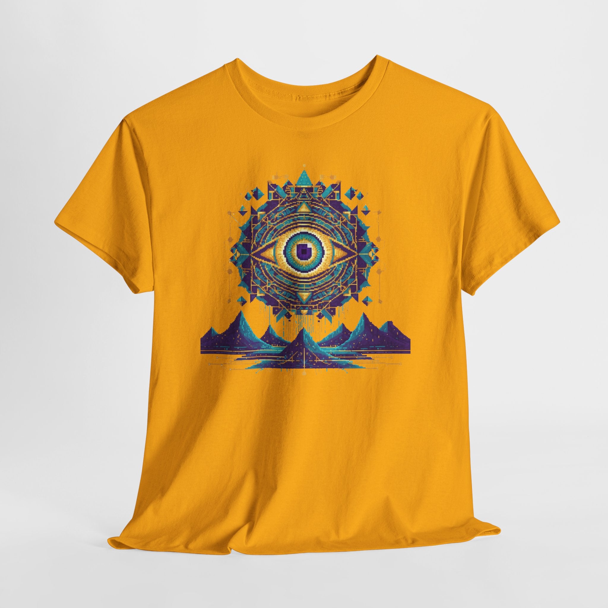 All-Seeing Eye T-Shirt | Pixel Art Sacred Geometry Tee | Psychedelic Third Eye Graphic Shirt | Occult Mandala Gift | Gildan 5000