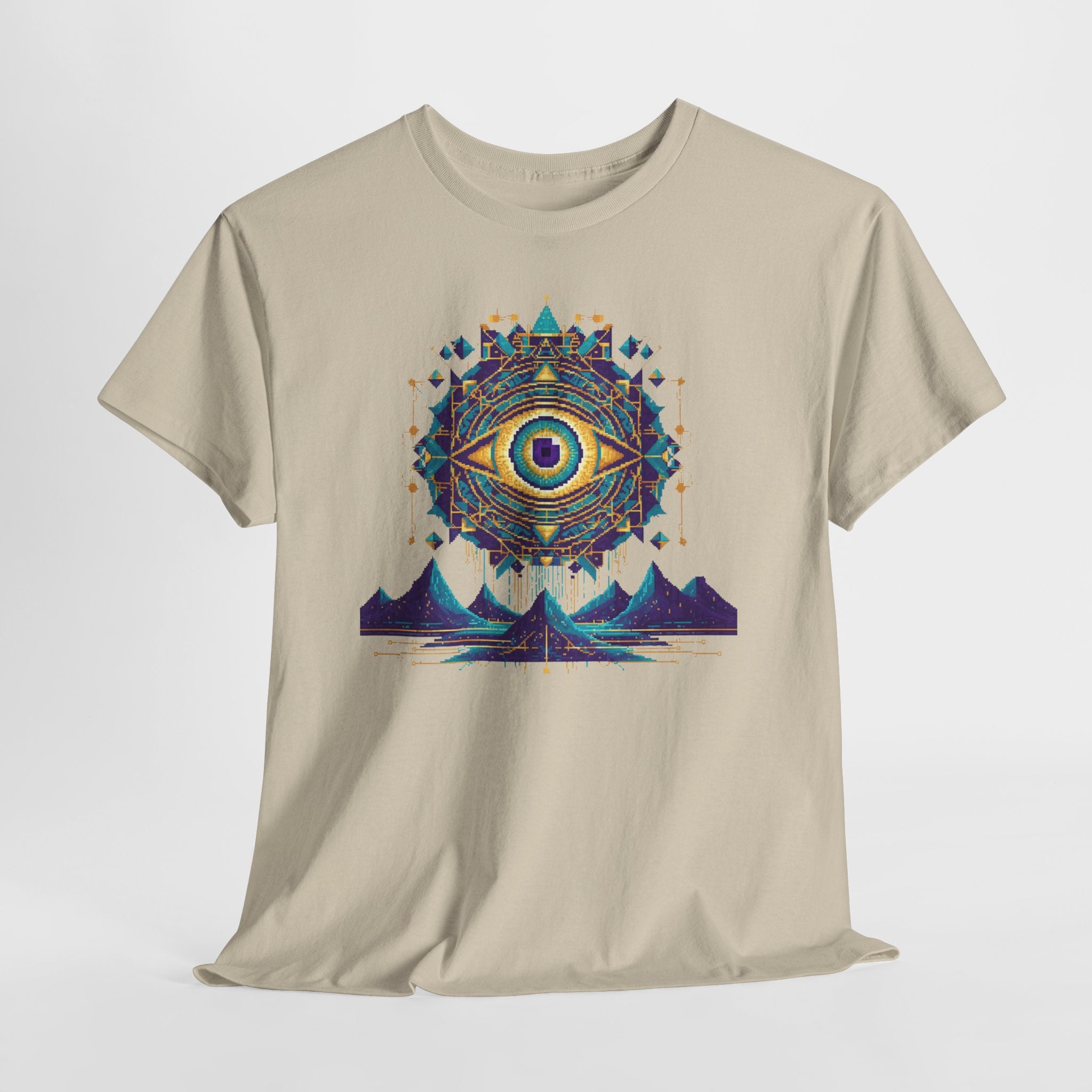 All-Seeing Eye T-Shirt | Pixel Art Sacred Geometry Tee | Psychedelic Third Eye Graphic Shirt | Occult Mandala Gift | Gildan 5000