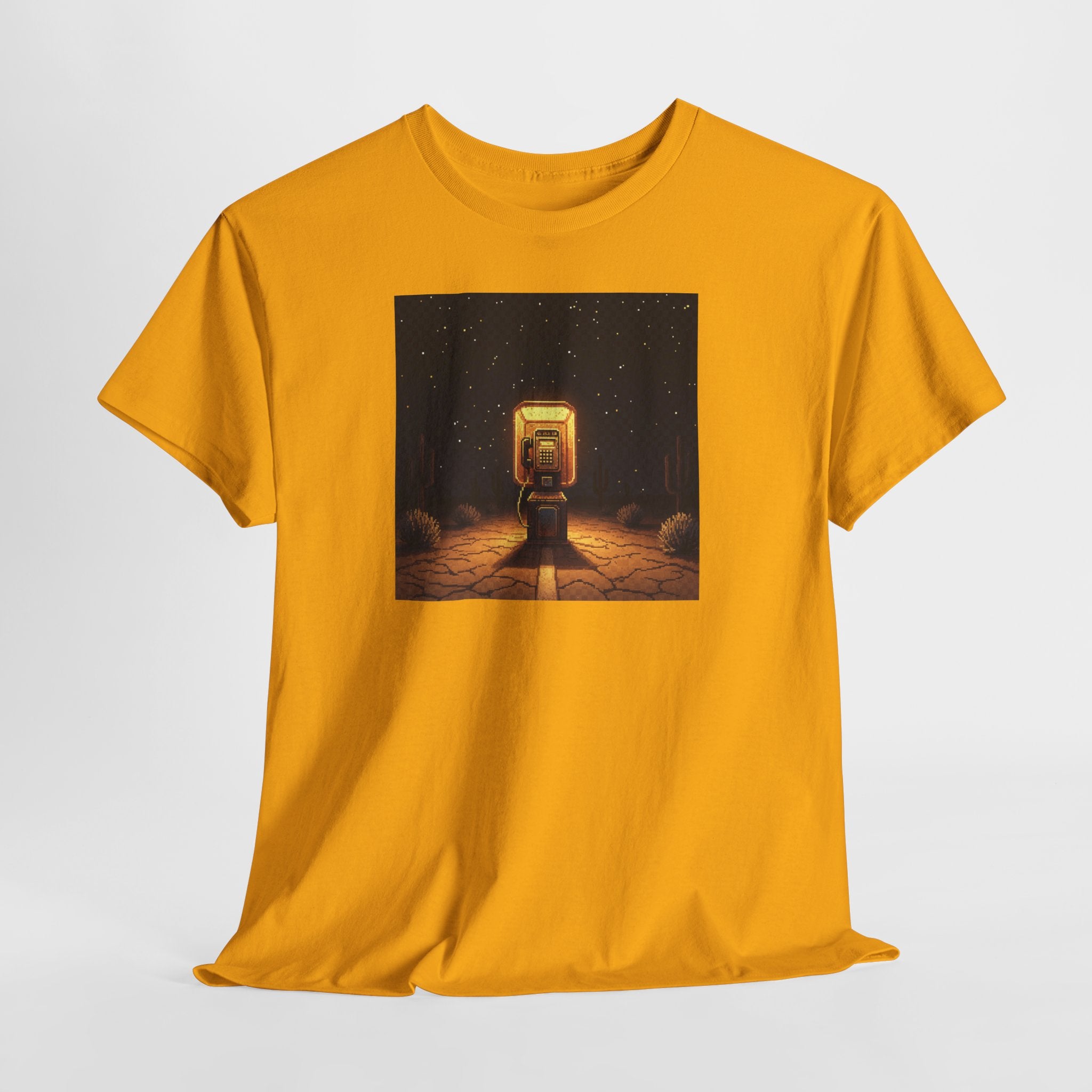 Desert Payphone T-Shirt | Pixel Art Retro Phone Booth Tee | Lofi Aesthetic Graphic Shirt | Road Trip Nostalgia Gift | Gildan 5000