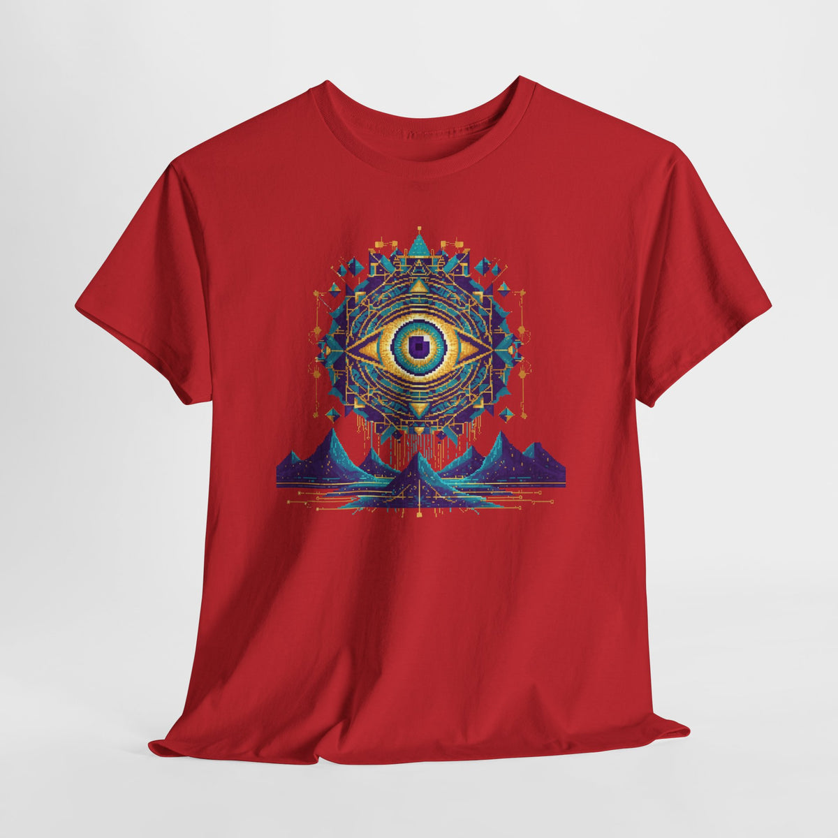 All-Seeing Eye T-Shirt | Pixel Art Sacred Geometry Tee | Psychedelic Third Eye Graphic Shirt | Occult Mandala Gift | Gildan 5000
