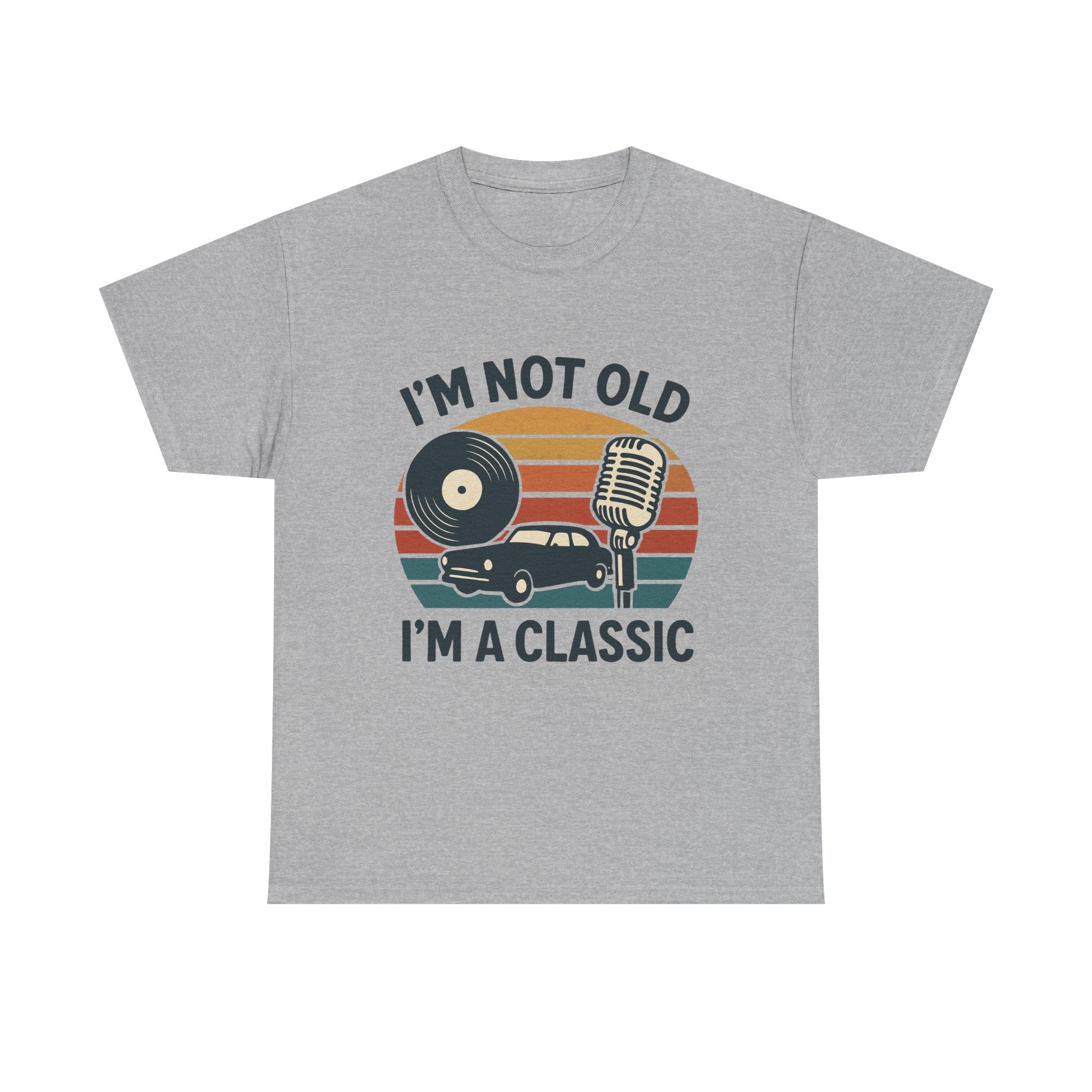 “I’m Not Old, I’m a Classic” Vintage Retro T-Shirt – Funny Birthday Tee for Men & Women Who Love Cars, Music & Nostalgia