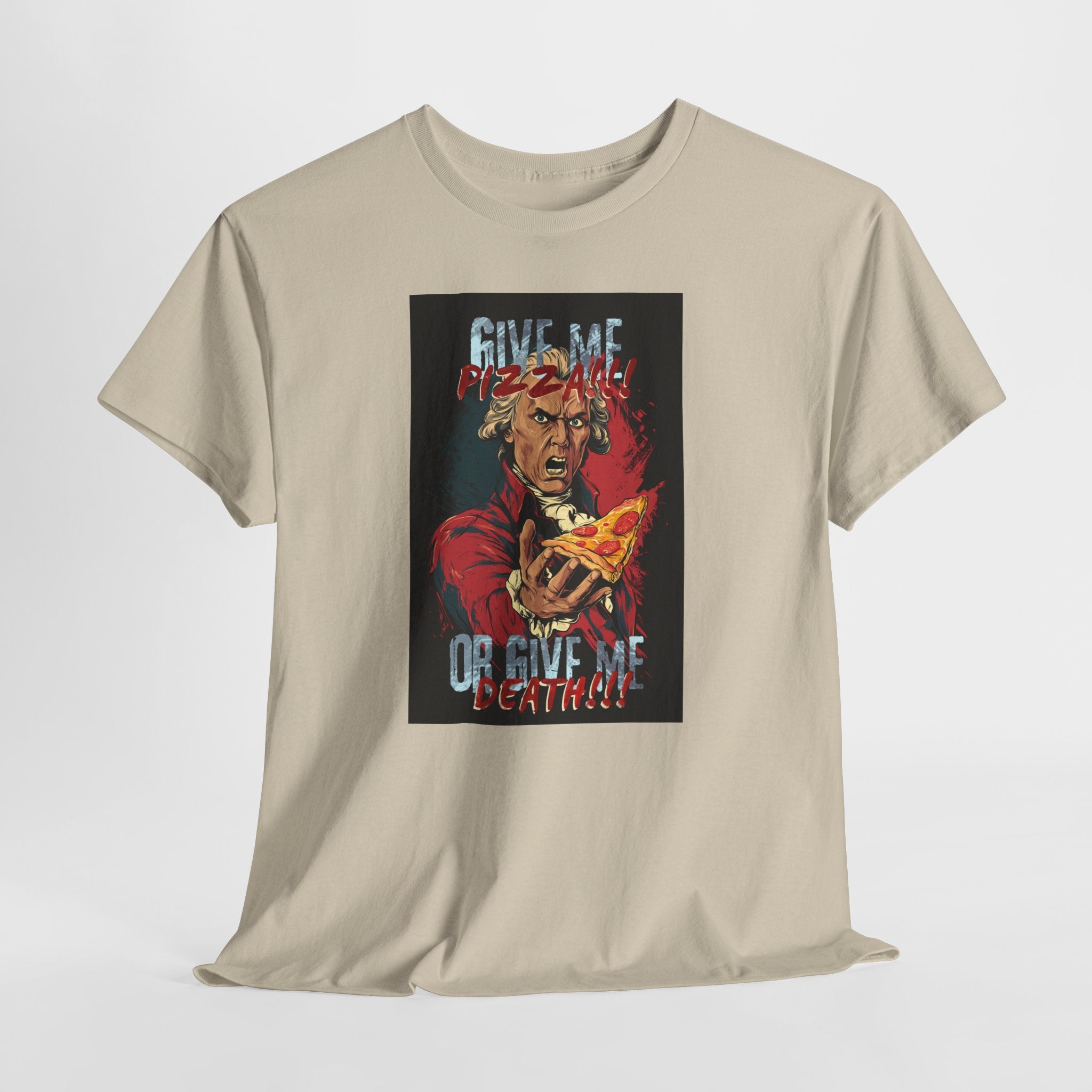 Give Me Pizza or Give Me Death T-Shirt | Funny Patrick Henry Parody Tee | Pizza Lover Gift | Revolutionary War Humor Apparel | Gildan 5000