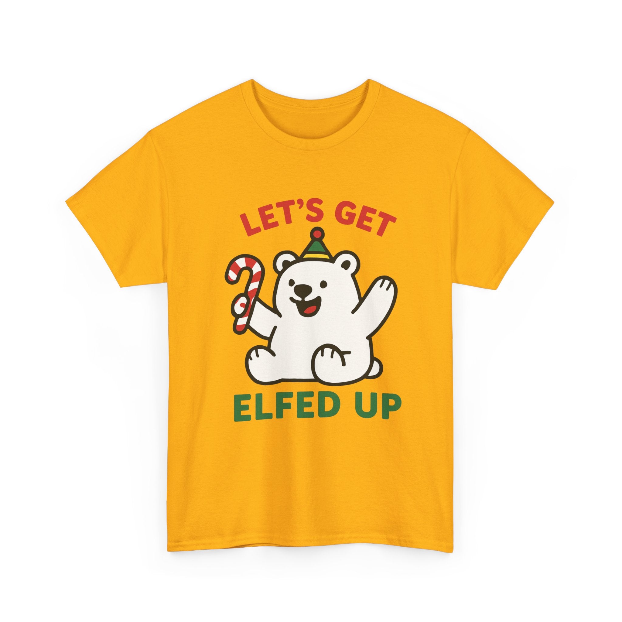 Let's Get Elfed Up T-Shirt | Funny Polar Bear Drinking Tee | Christmas Party Shirt | Gildan 5000
